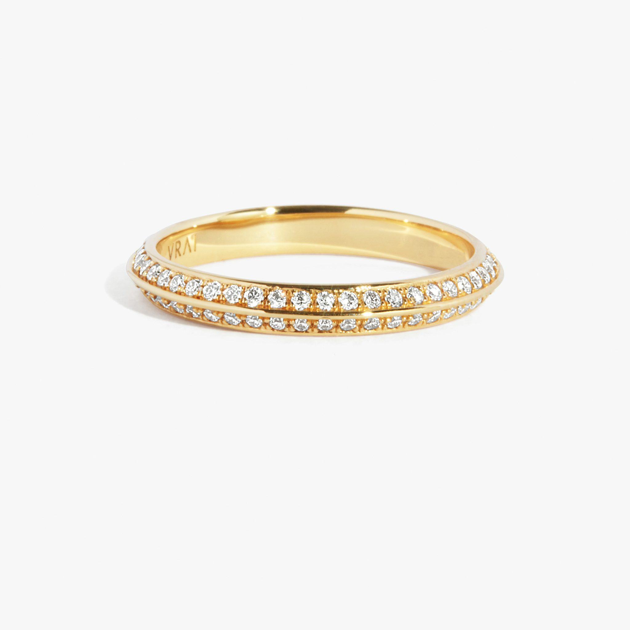 knife edge band pave yellow gold faux