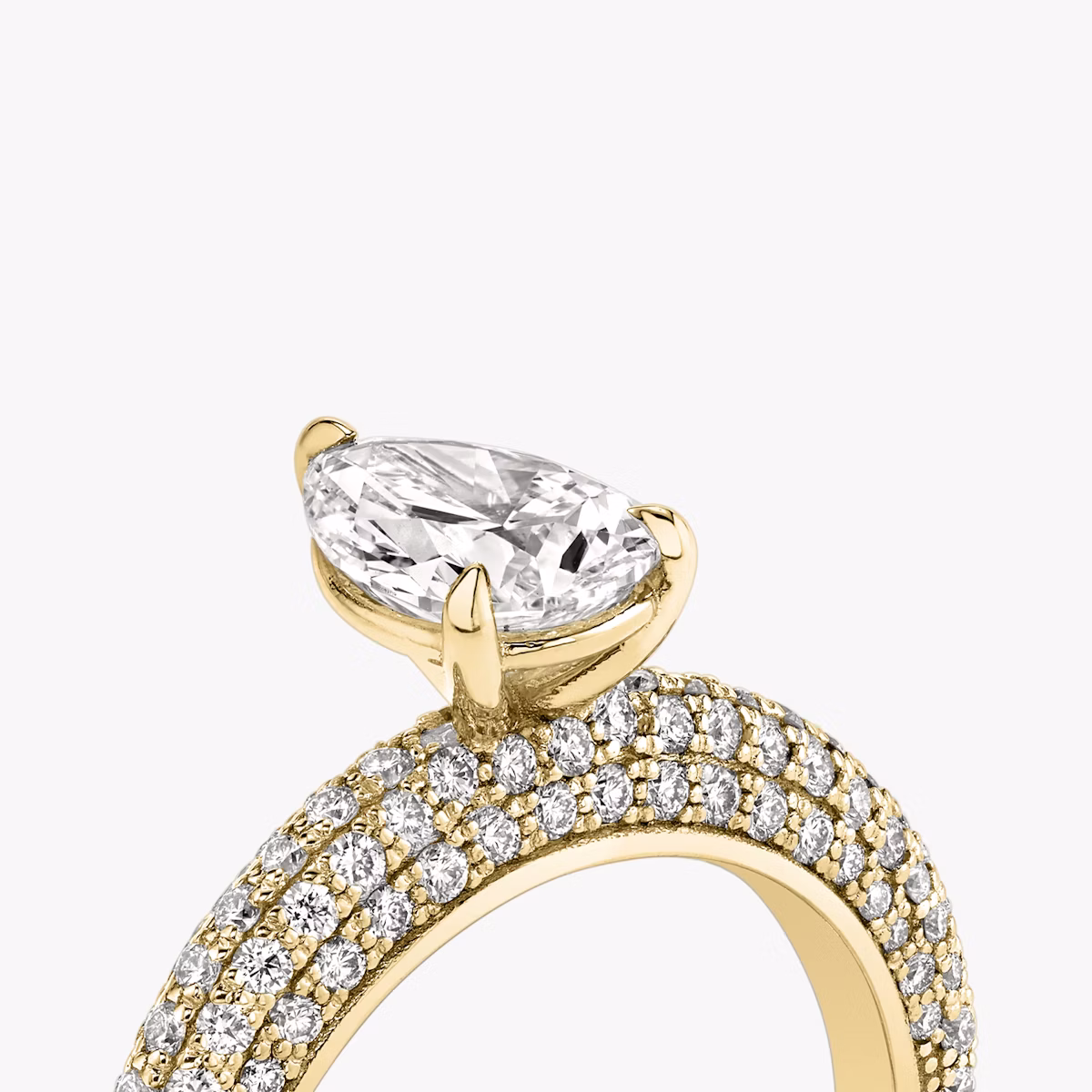 The Curator | Pear | 18k | Yellow Gold | bandAccent: Pavé | diamondOrientation: vertical | caratWeight: other