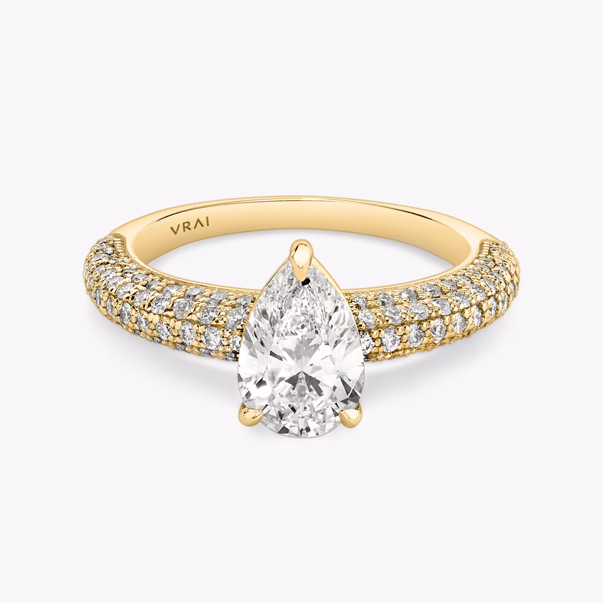 The Curator | Pear | 18k | Yellow Gold | bandAccent: Pavé | diamondOrientation: vertical | caratWeight: other