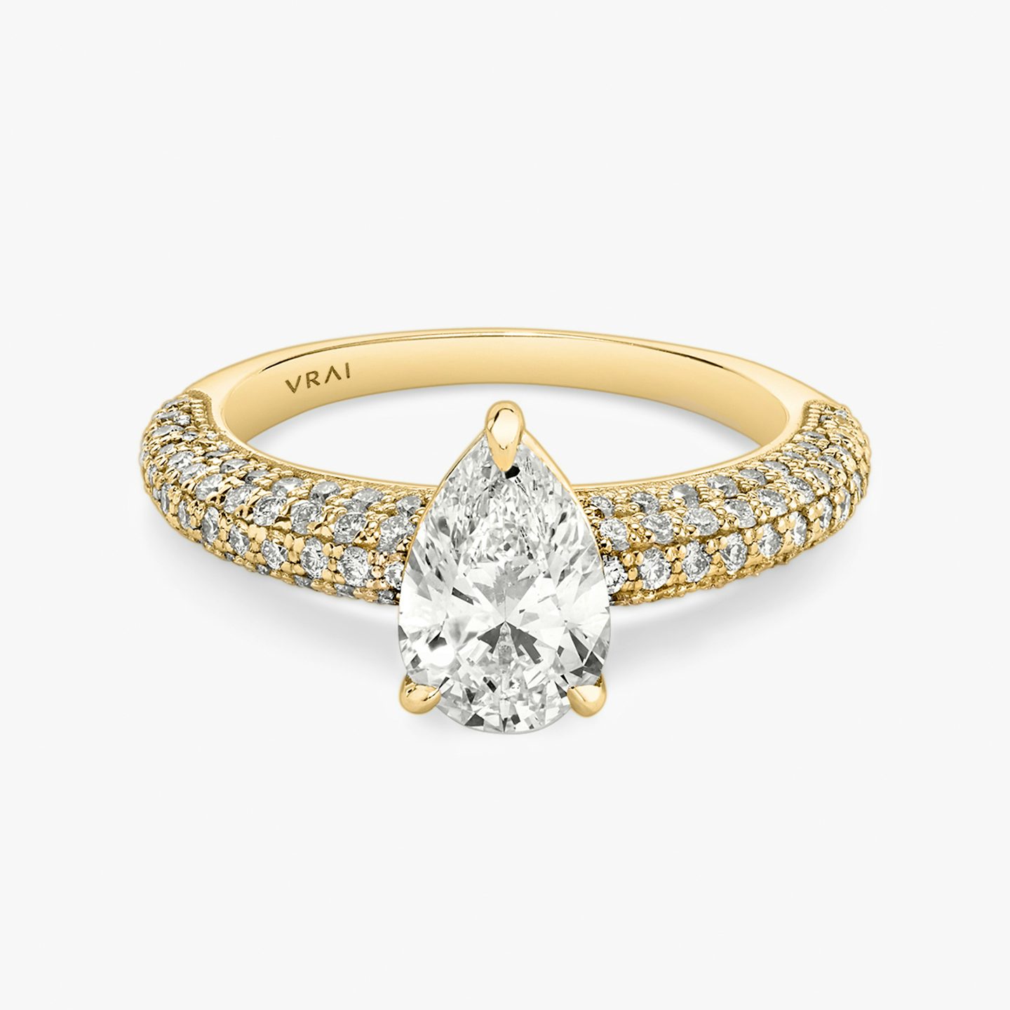 The Curator | Pear | 18k | Yellow Gold | bandAccent: Pavé | diamondOrientation: vertical | caratWeight: other