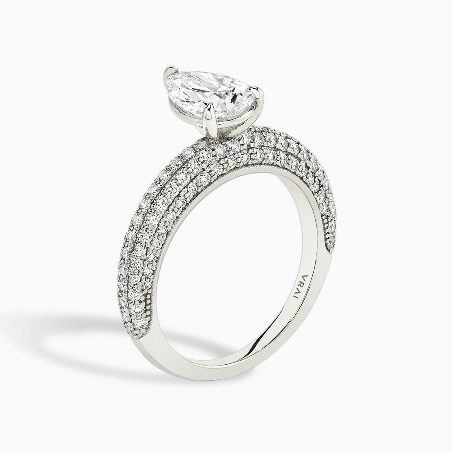 The Curator | Pear | 18k | White Gold | bandAccent: Pavé | diamondOrientation: vertical | caratWeight: other