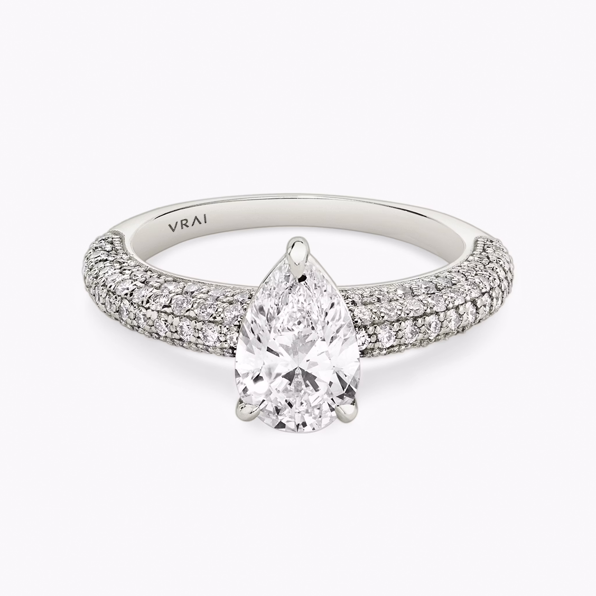 The Curator | Pear | 18k | White Gold | bandAccent: Pavé | diamondOrientation: vertical | caratWeight: other