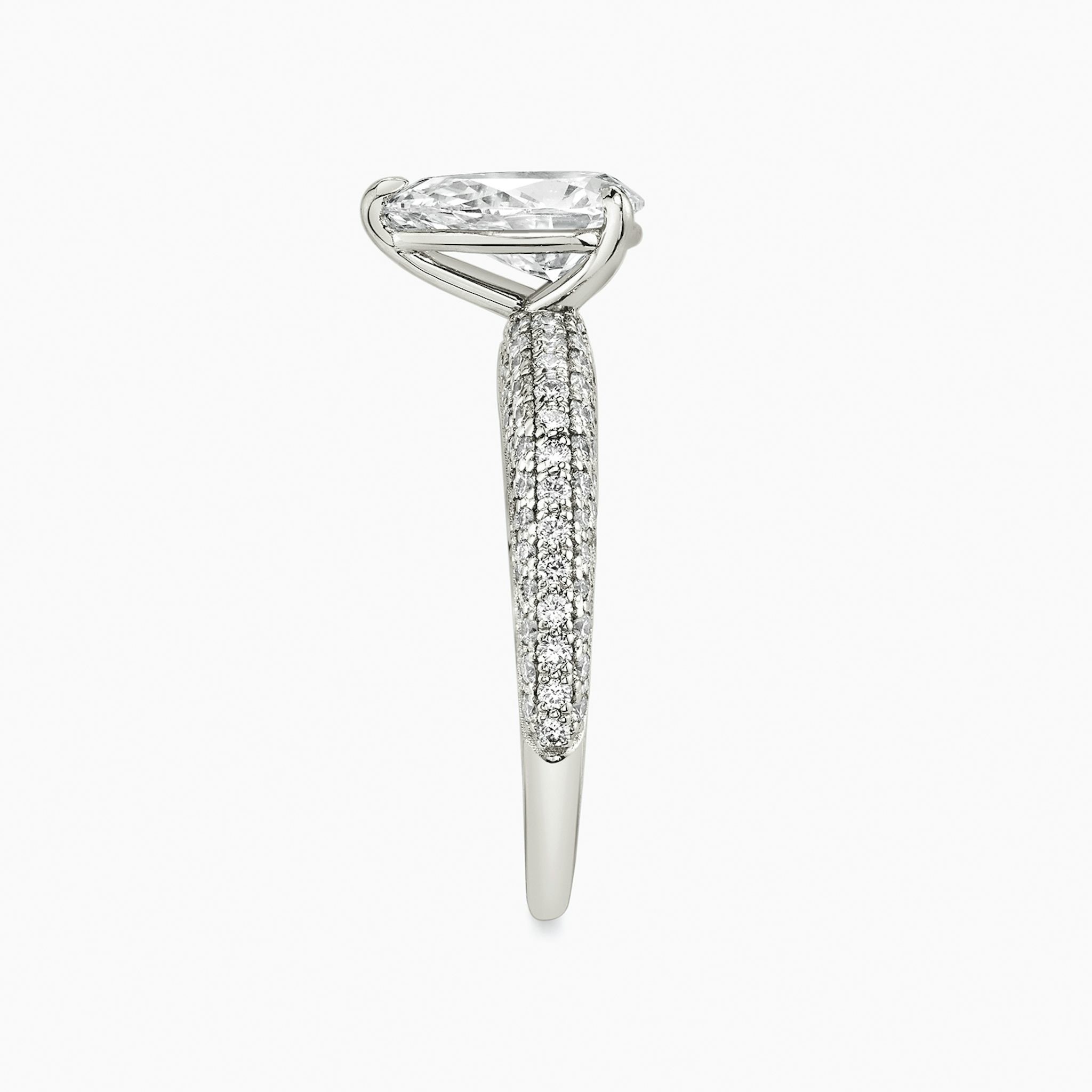 The Curator | Pear | Platinum | bandAccent: Pavé | diamondOrientation: vertical | caratWeight: other