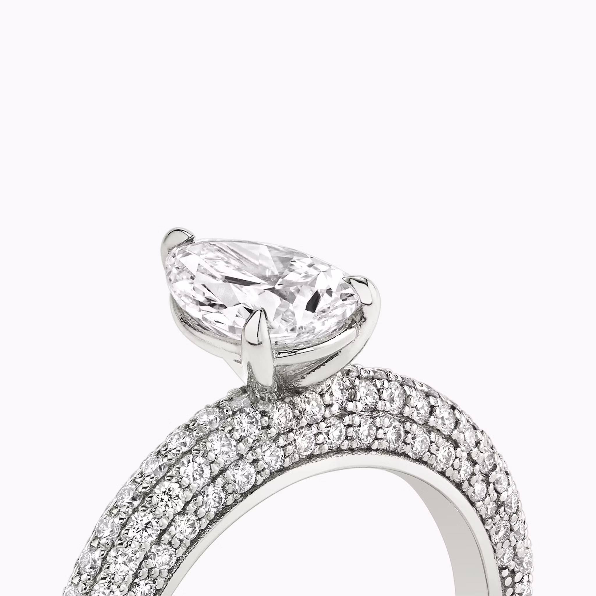 The Curator | Pear | Platinum | bandAccent: Pavé | diamondOrientation: vertical | caratWeight: other