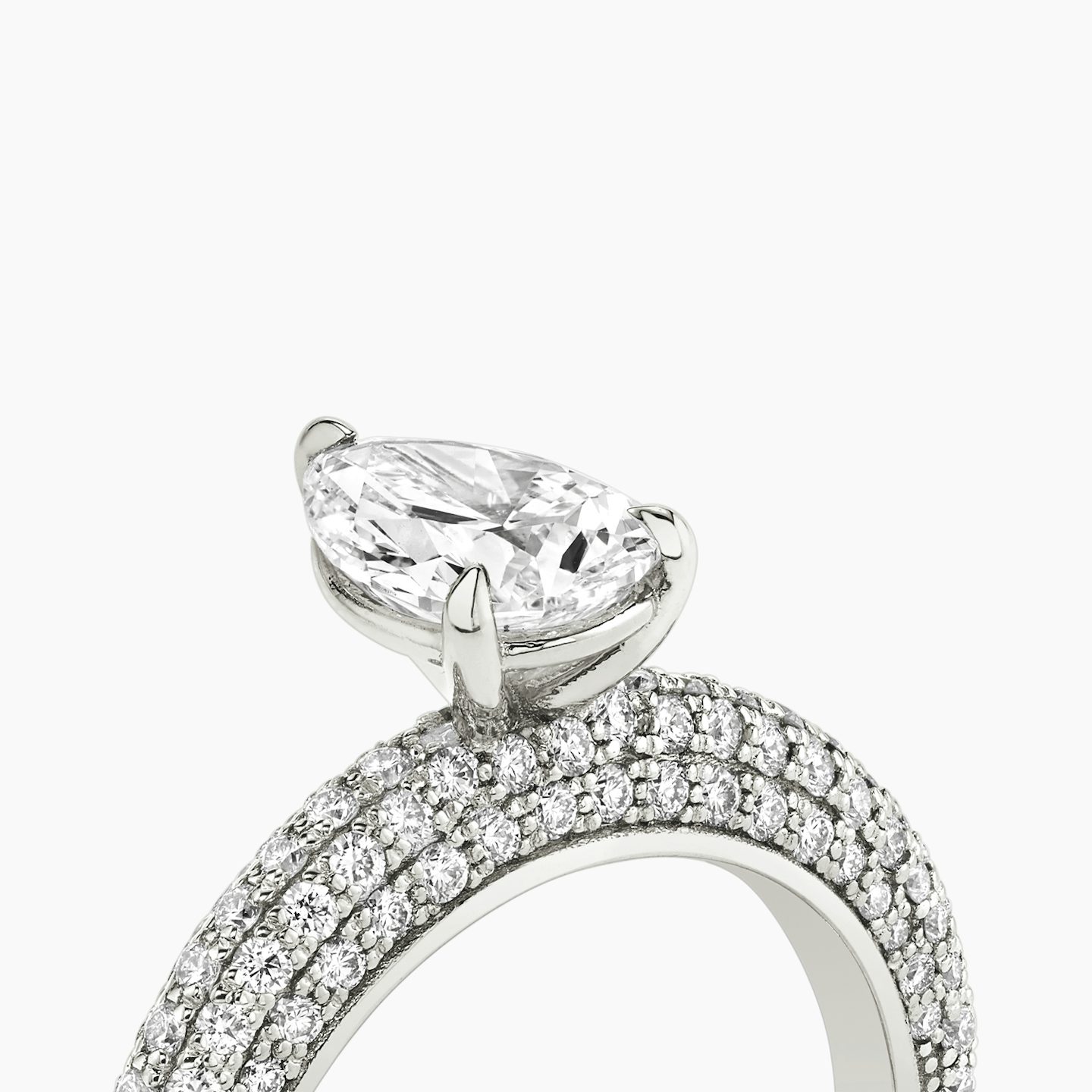The Curator | Pear | 18k | White Gold | bandAccent: Pavé | diamondOrientation: vertical | caratWeight: other