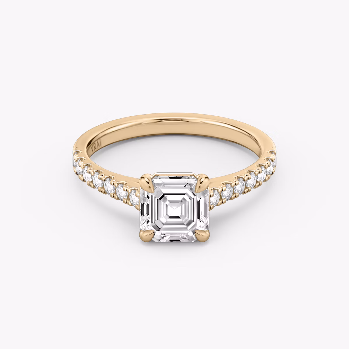 The Cathedral | Asscher | 14k | Rose Gold | bandAccent: Pavé | diamondOrientation: vertical | caratWeight: other