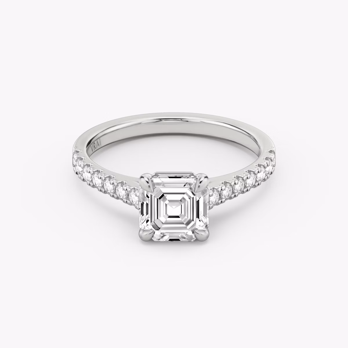 Anillo de compromiso Cathedral | Asscher | Platino | bandAccent: Pavé | diamondOrientation: vertical | caratWeight: other