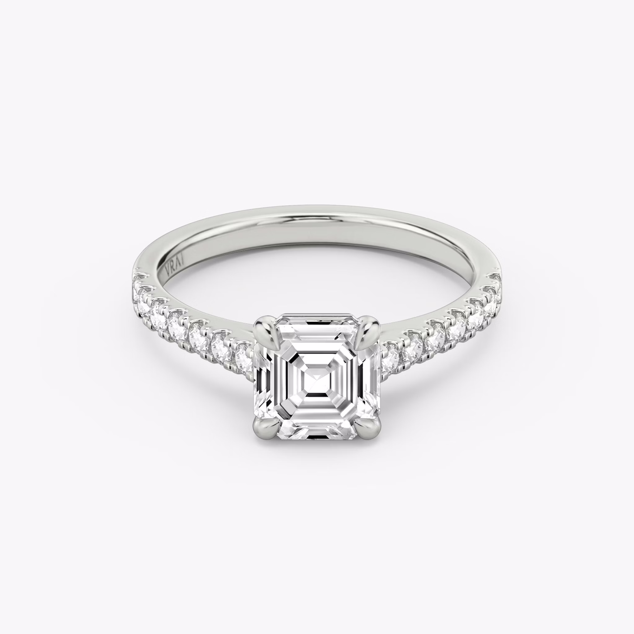 The Cathedral | Asscher | Platinum | bandAccent: Pavé | diamondOrientation: vertical | caratWeight: other