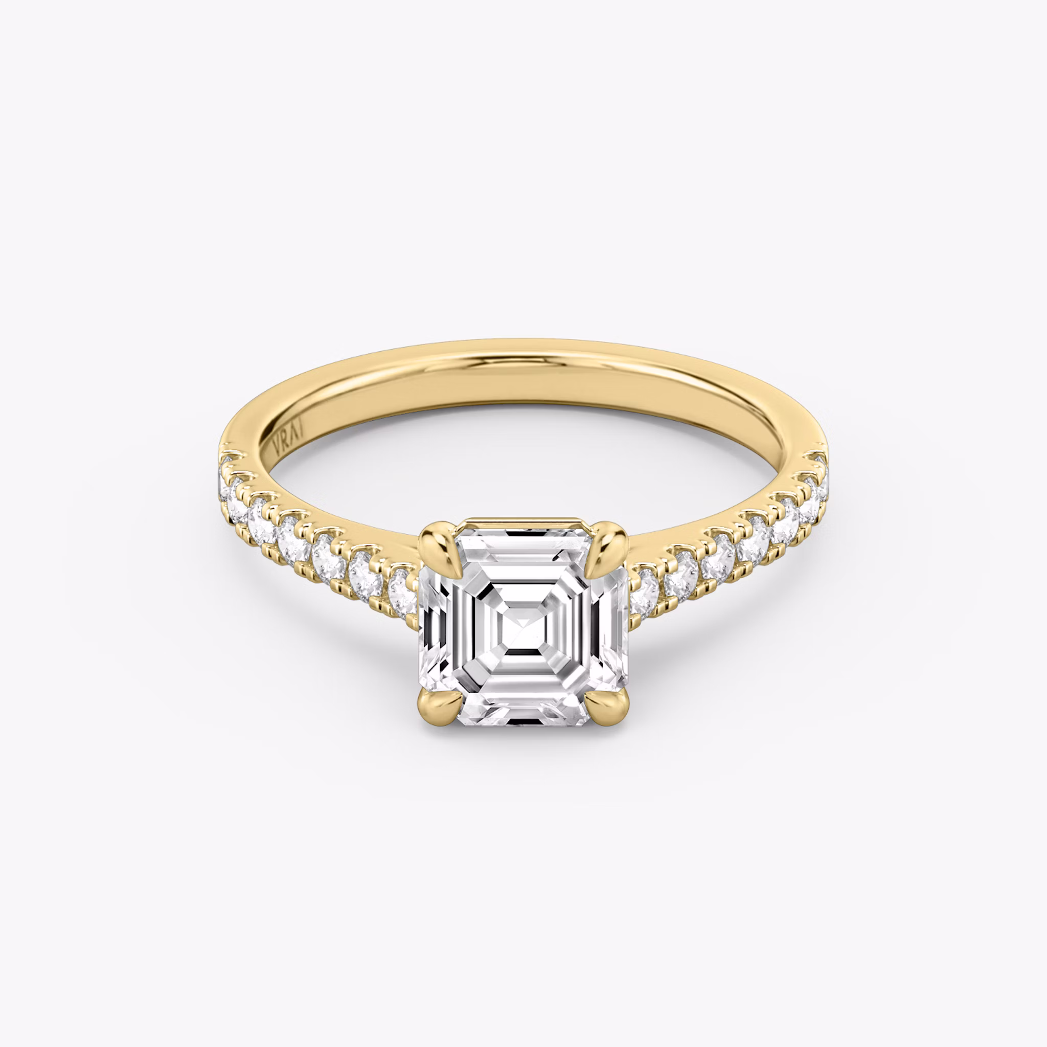 The Cathedral | Asscher | 18k | Yellow Gold | bandAccent: Pavé | diamondOrientation: vertical | caratWeight: other