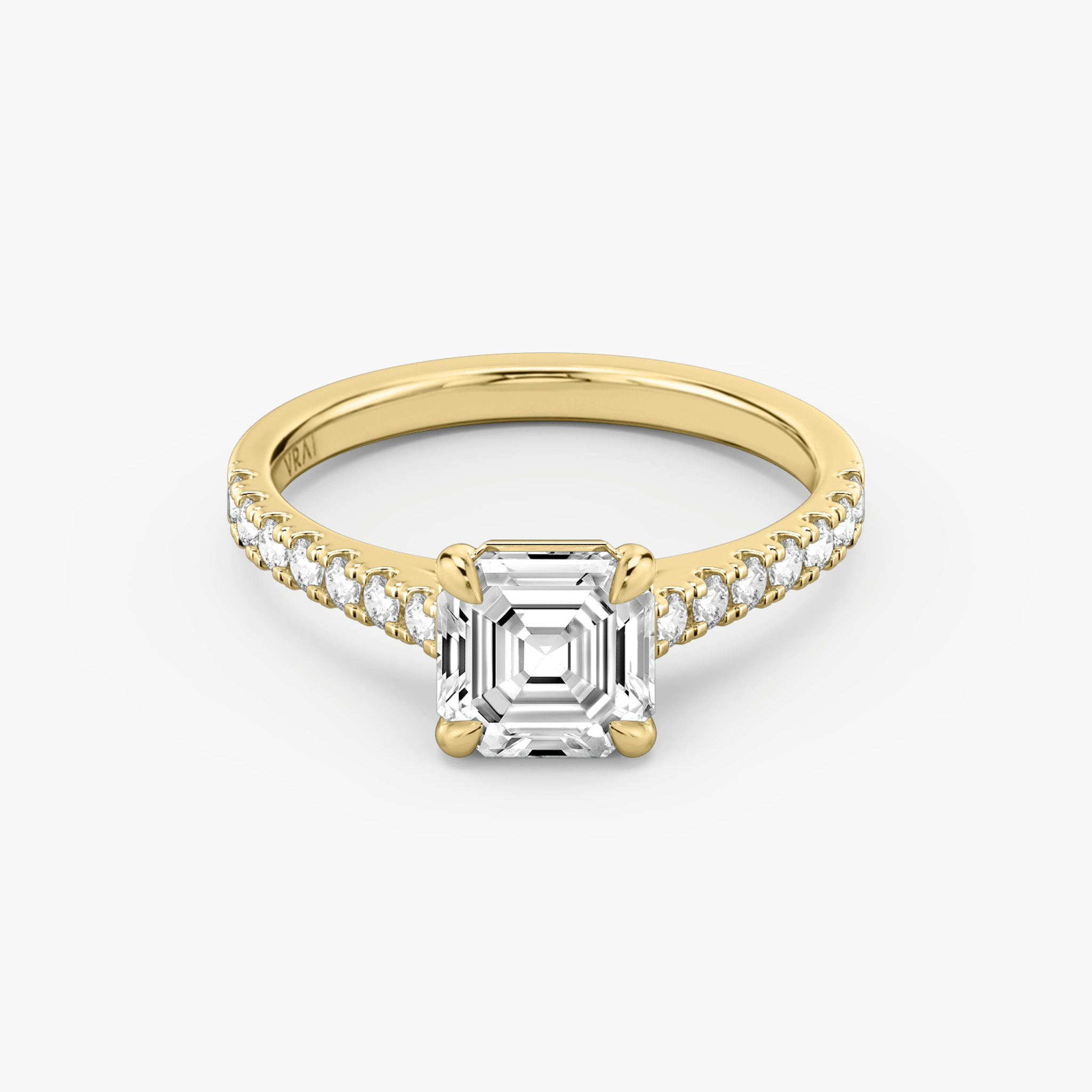 The Cathedral | Asscher | 18k | Yellow Gold | bandAccent: Pavé | diamondOrientation: vertical | caratWeight: other
