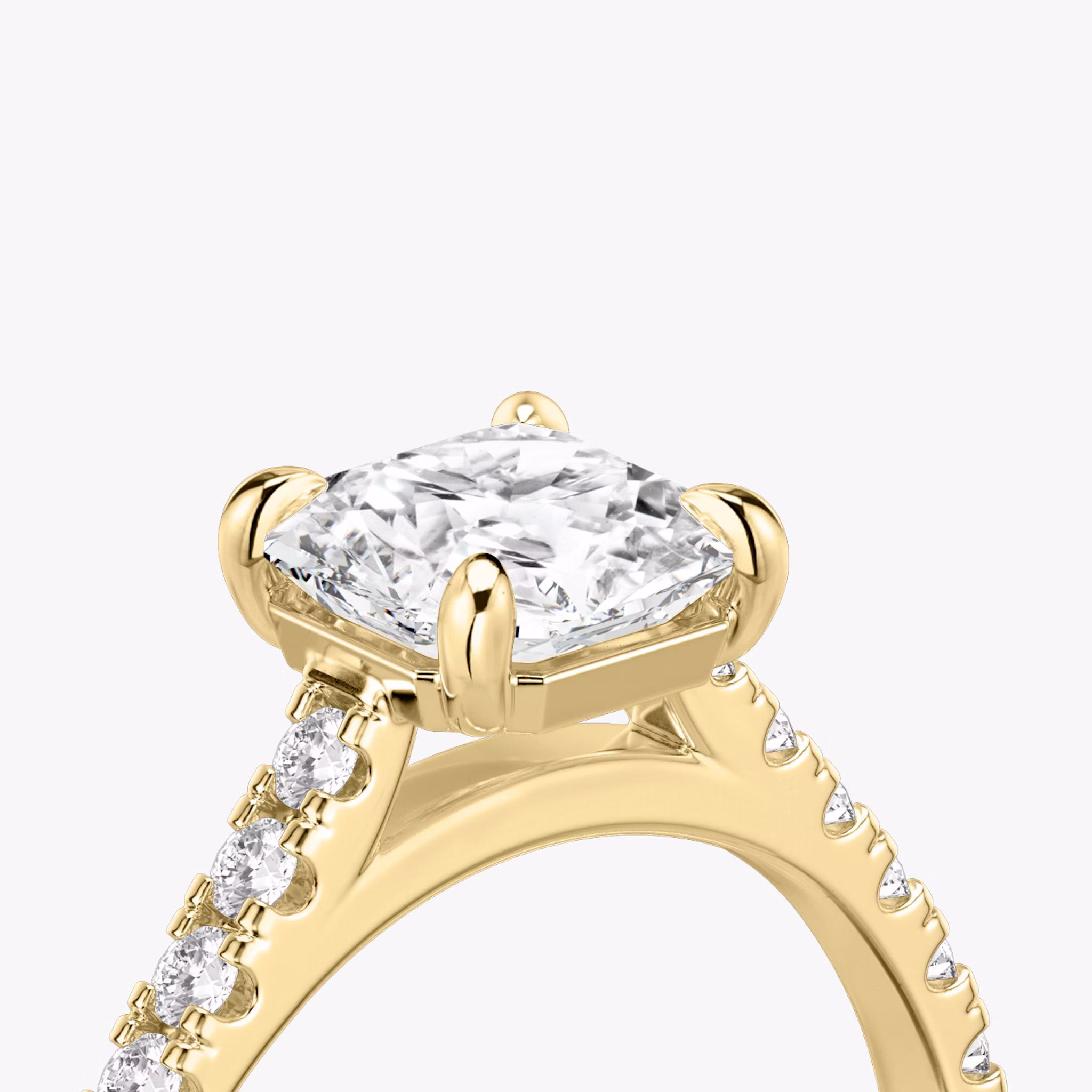 The Cathedral | Asscher | 18k | Yellow Gold | bandAccent: Pavé | diamondOrientation: vertical | caratWeight: other