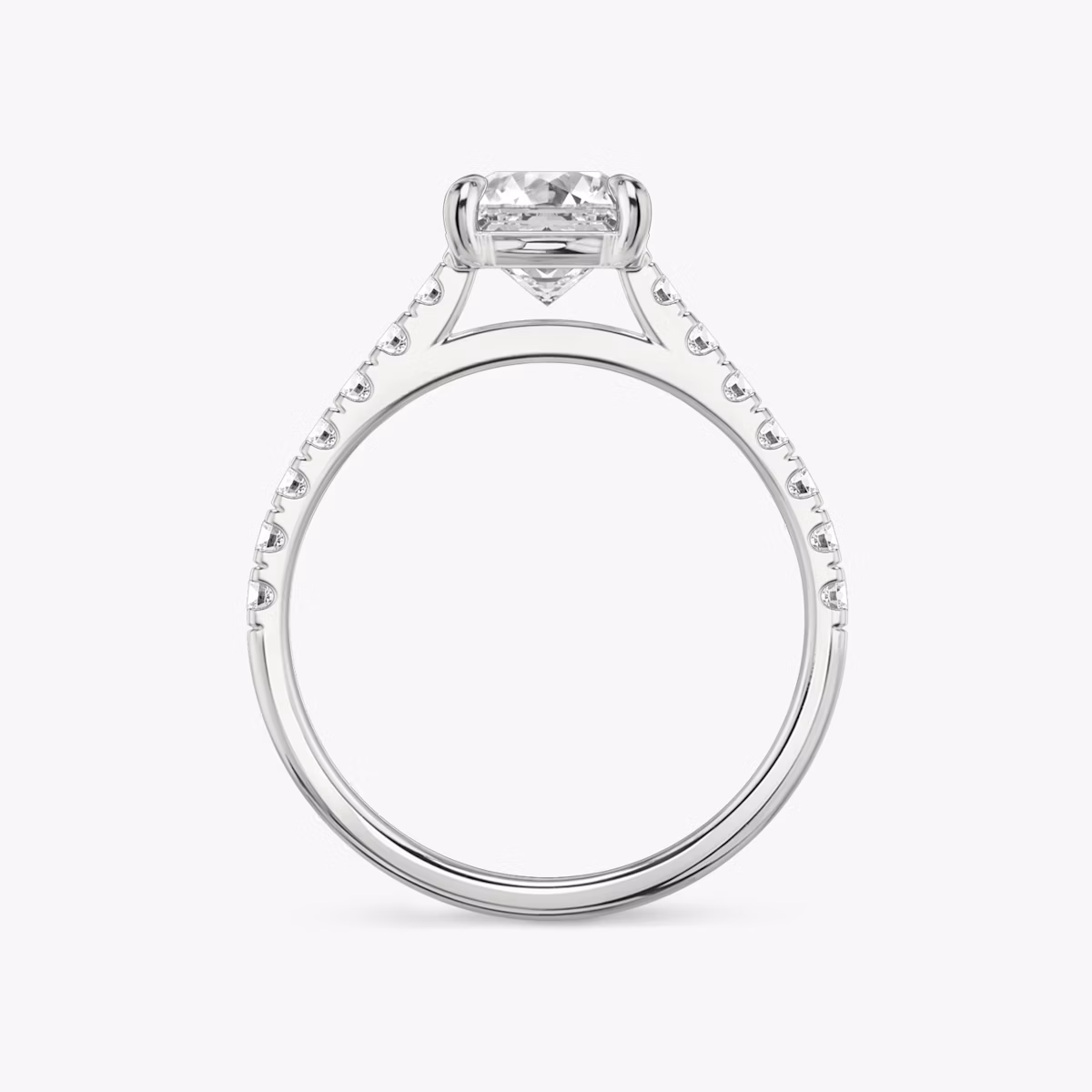 Anillo de compromiso Cathedral | Asscher | Platino | bandAccent: Pavé | diamondOrientation: vertical | caratWeight: other