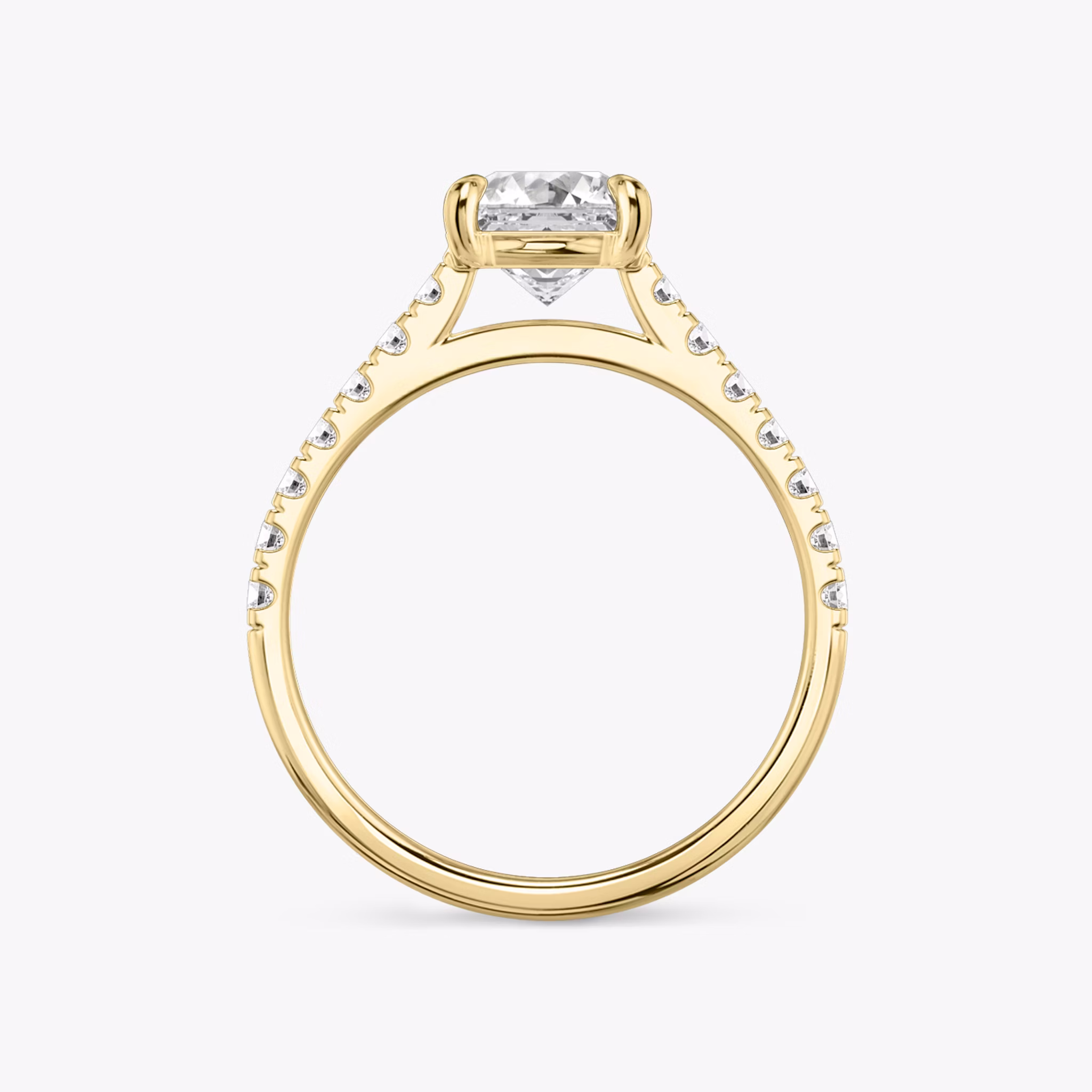 The Cathedral | Asscher | 18k | Yellow Gold | bandAccent: Pavé | diamondOrientation: vertical | caratWeight: other