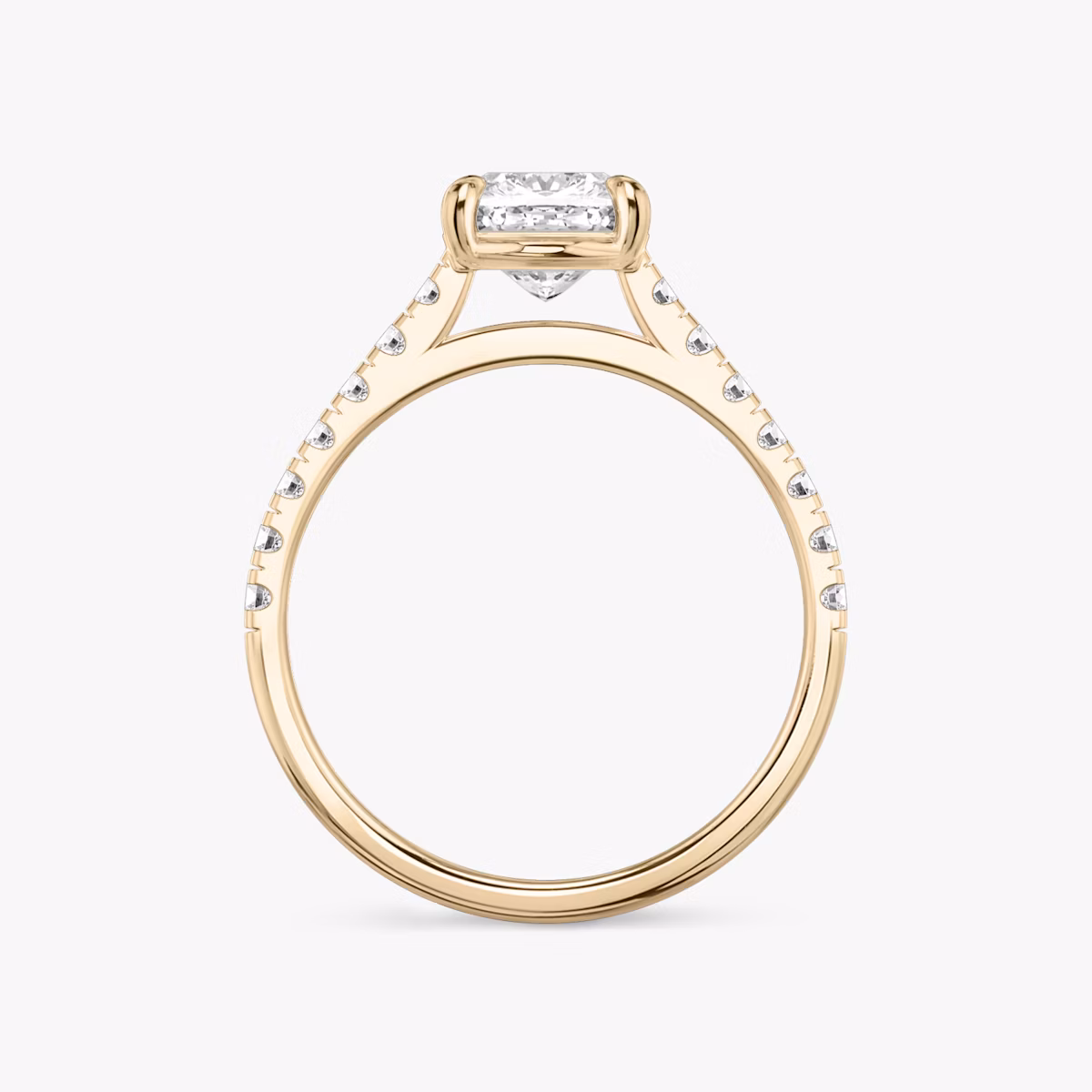 The Cathedral | Cushion | 14k | Rose Gold | bandAccent: Pavé | diamondOrientation: vertical | caratWeight: other