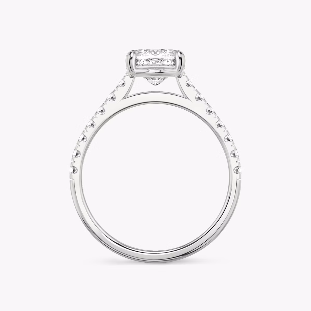 The Cathedral | Cushion | 18k | White Gold | bandAccent: Pavé | diamondOrientation: vertical | caratWeight: other