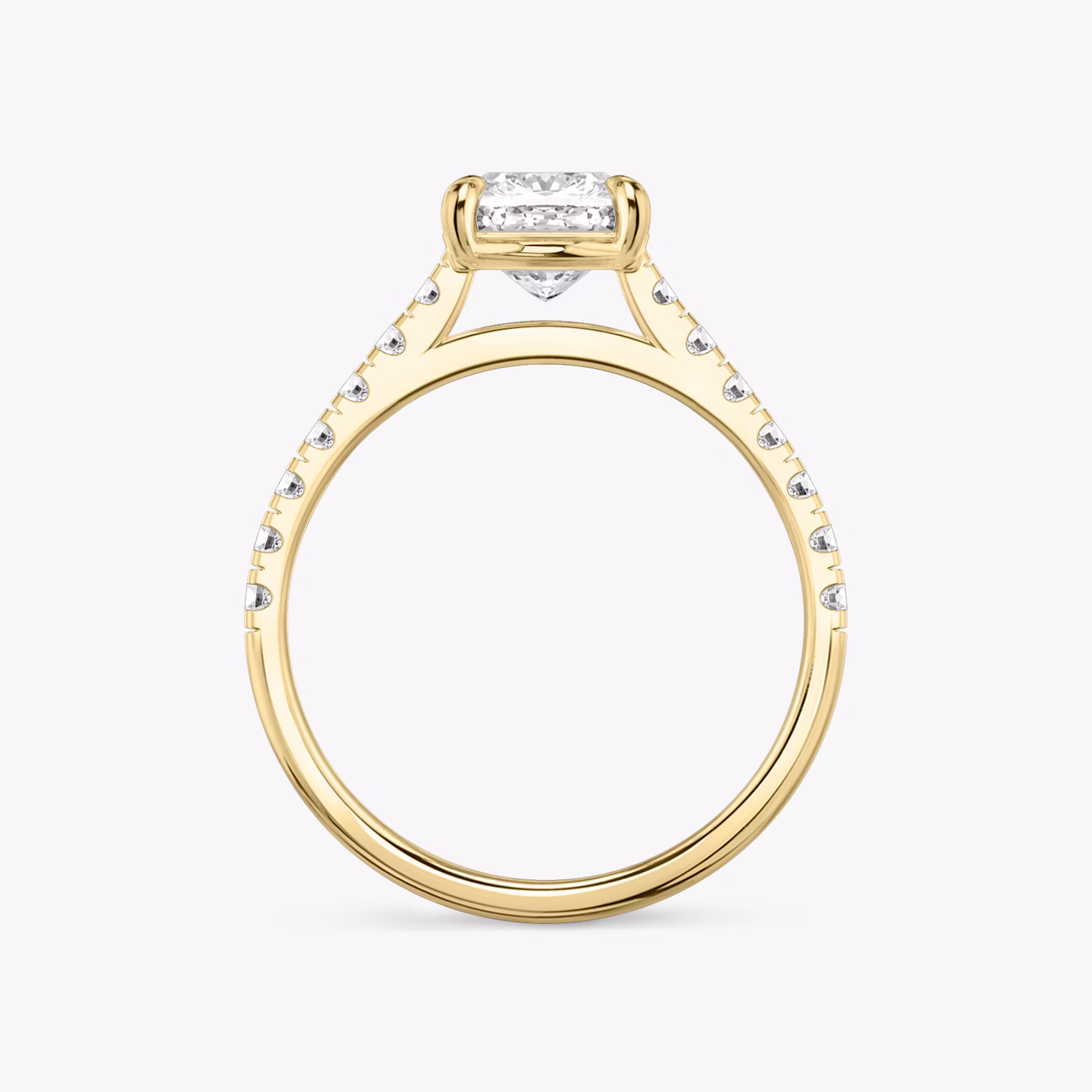 The Cathedral | Cushion | 18k | Yellow Gold | bandAccent: Pavé | diamondOrientation: vertical | caratWeight: other