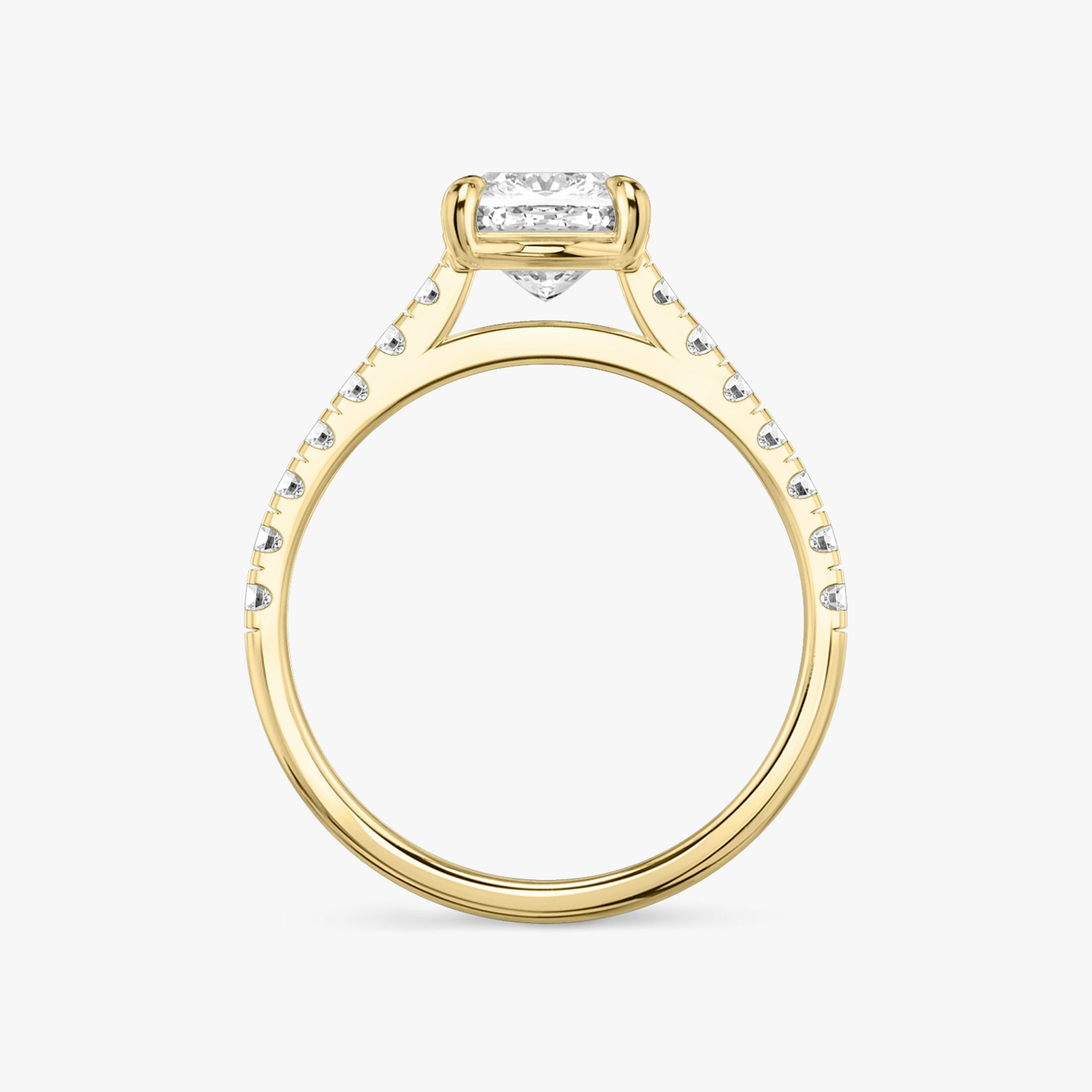The Cathedral | Cushion | 18k | Yellow Gold | bandAccent: Pavé | diamondOrientation: vertical | caratWeight: other