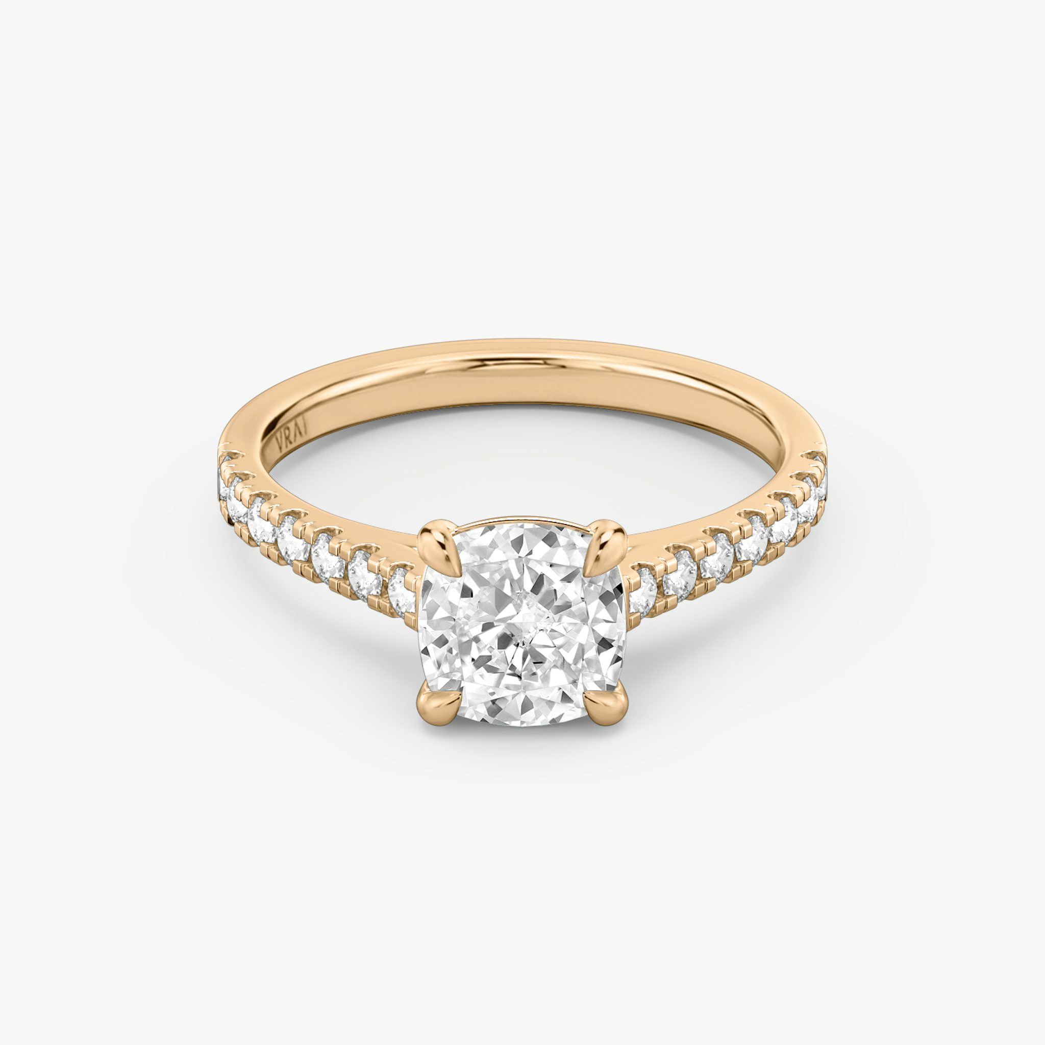The Cathedral | Cushion | 14k | Rose Gold | bandAccent: Pavé | diamondOrientation: vertical | caratWeight: other