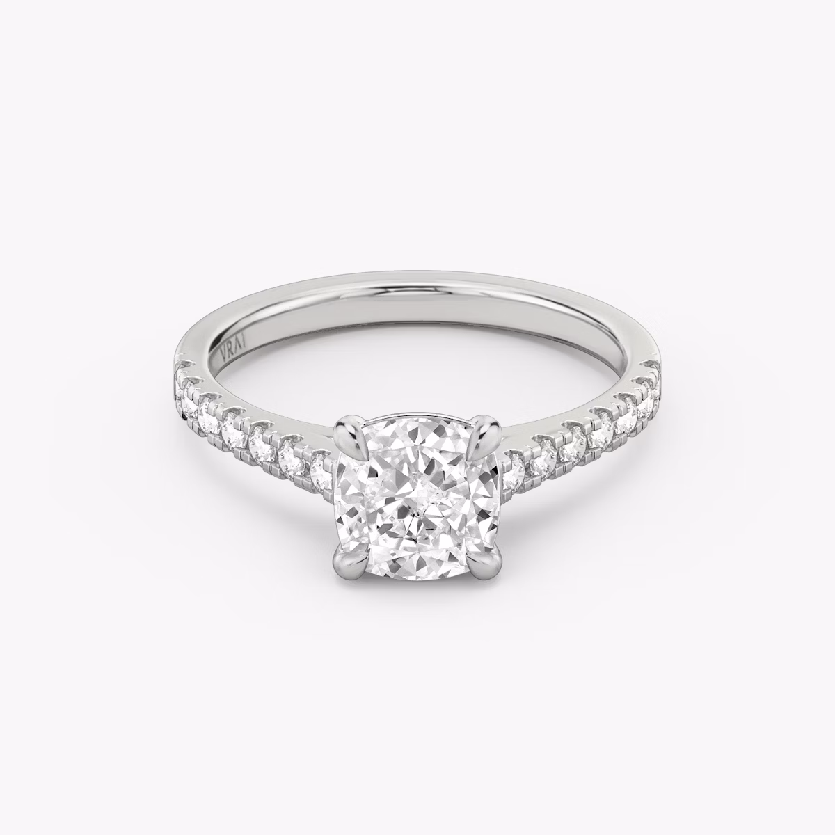 The Cathedral | Cushion | 18k | White Gold | bandAccent: Pavé | diamondOrientation: vertical | caratWeight: other
