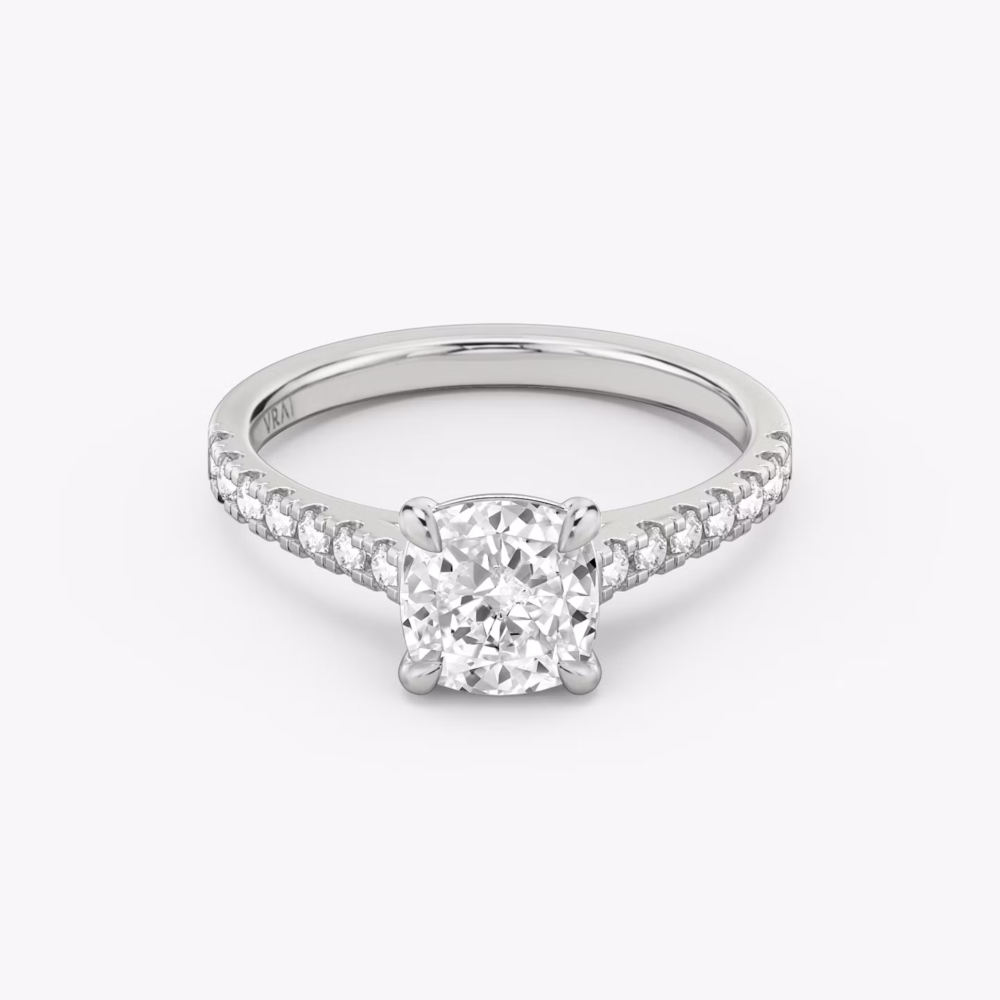 The Cathedral | Cushion | Platinum | bandAccent: Pavé | diamondOrientation: vertical | caratWeight: other