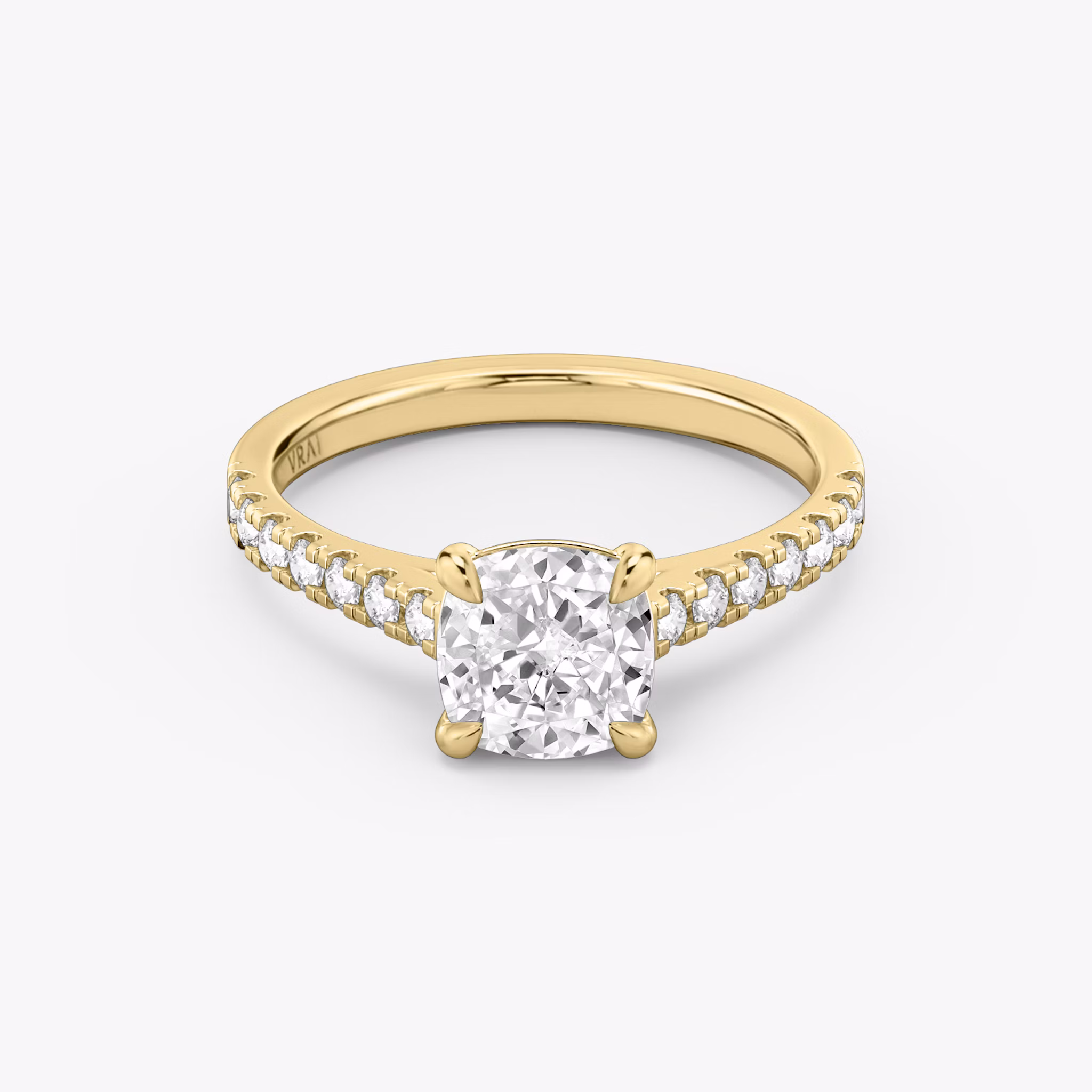 The Cathedral | Cushion | 18k | Yellow Gold | bandAccent: Pavé | diamondOrientation: vertical | caratWeight: other