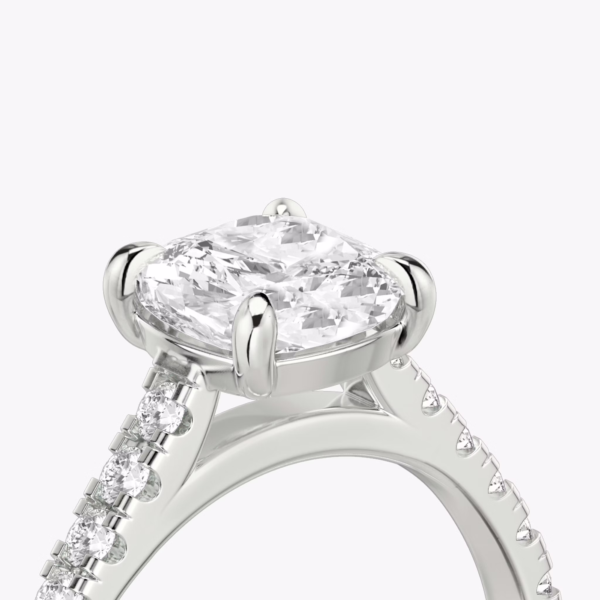 The Cathedral | Cushion | 18k | White Gold | bandAccent: Pavé | diamondOrientation: vertical | caratWeight: other