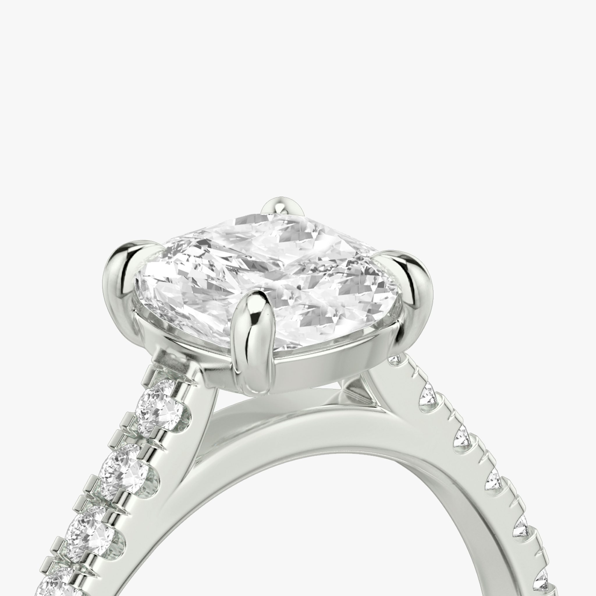 The Cathedral | Cushion | 18k | White Gold | bandAccent: Pavé | diamondOrientation: vertical | caratWeight: other