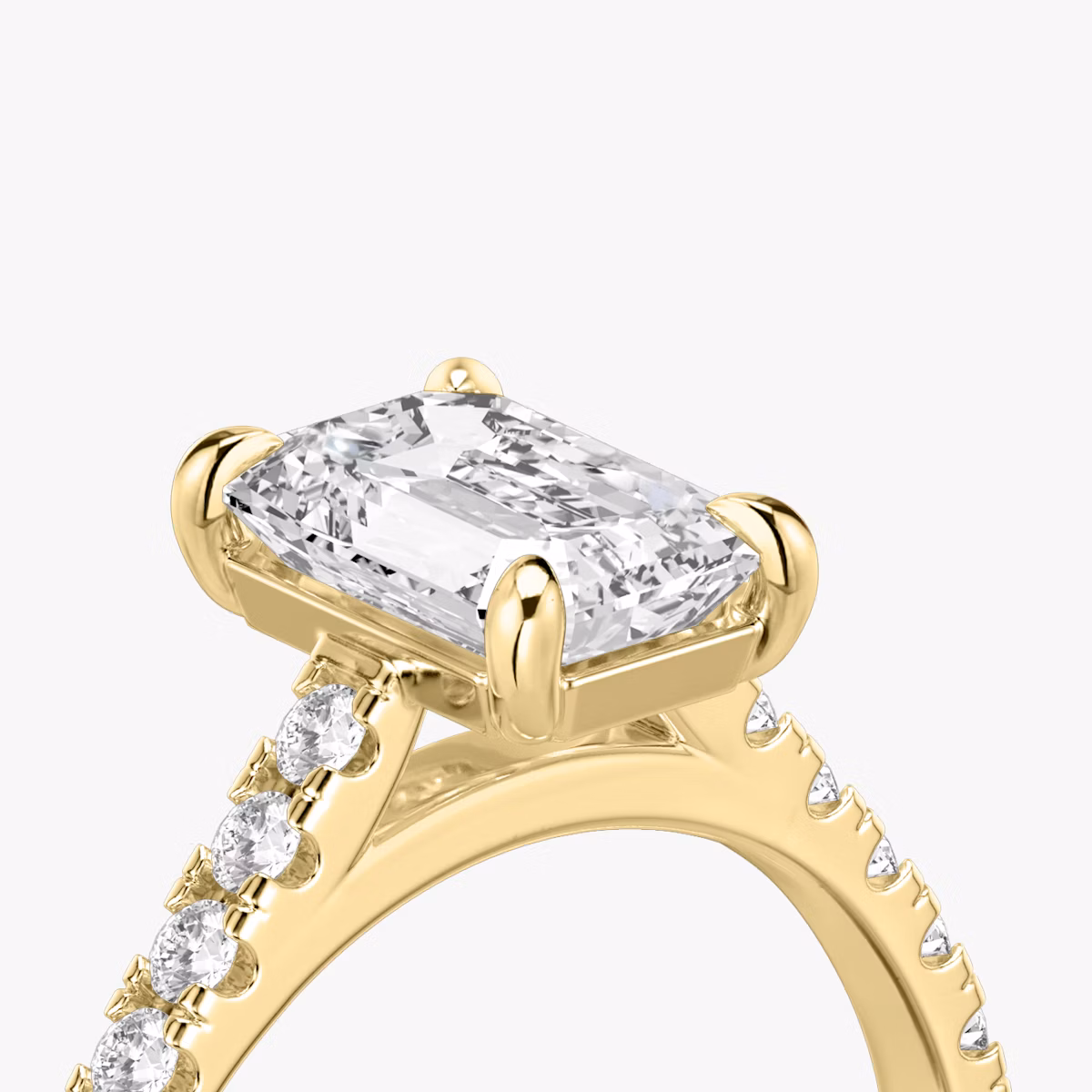 The Cathedral | Emerald | 18k | Yellow Gold | bandAccent: Pavé | diamondOrientation: vertical | caratWeight: other