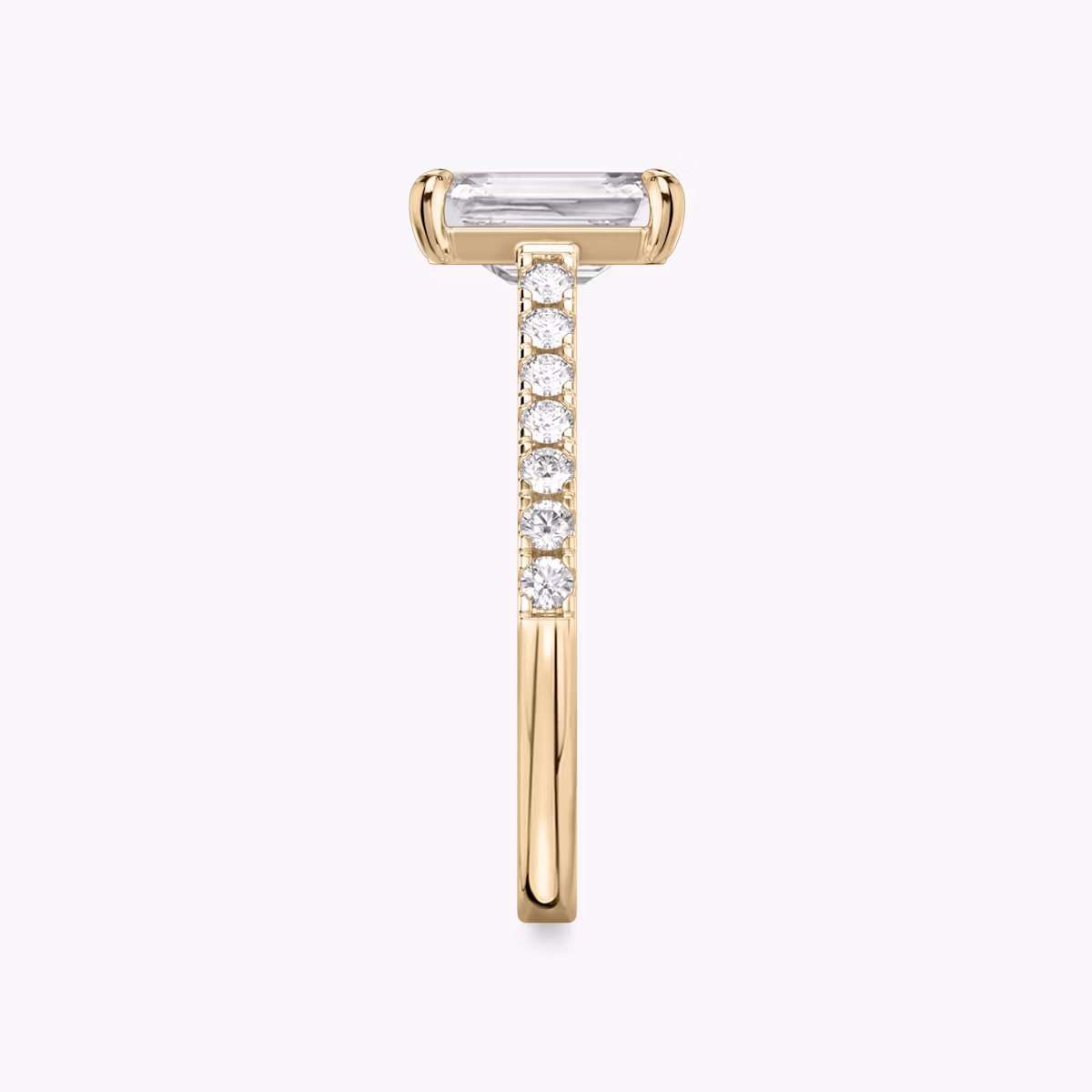 The Cathedral | Emerald | 14k | Rose Gold | bandAccent: Pavé | diamondOrientation: vertical | caratWeight: other