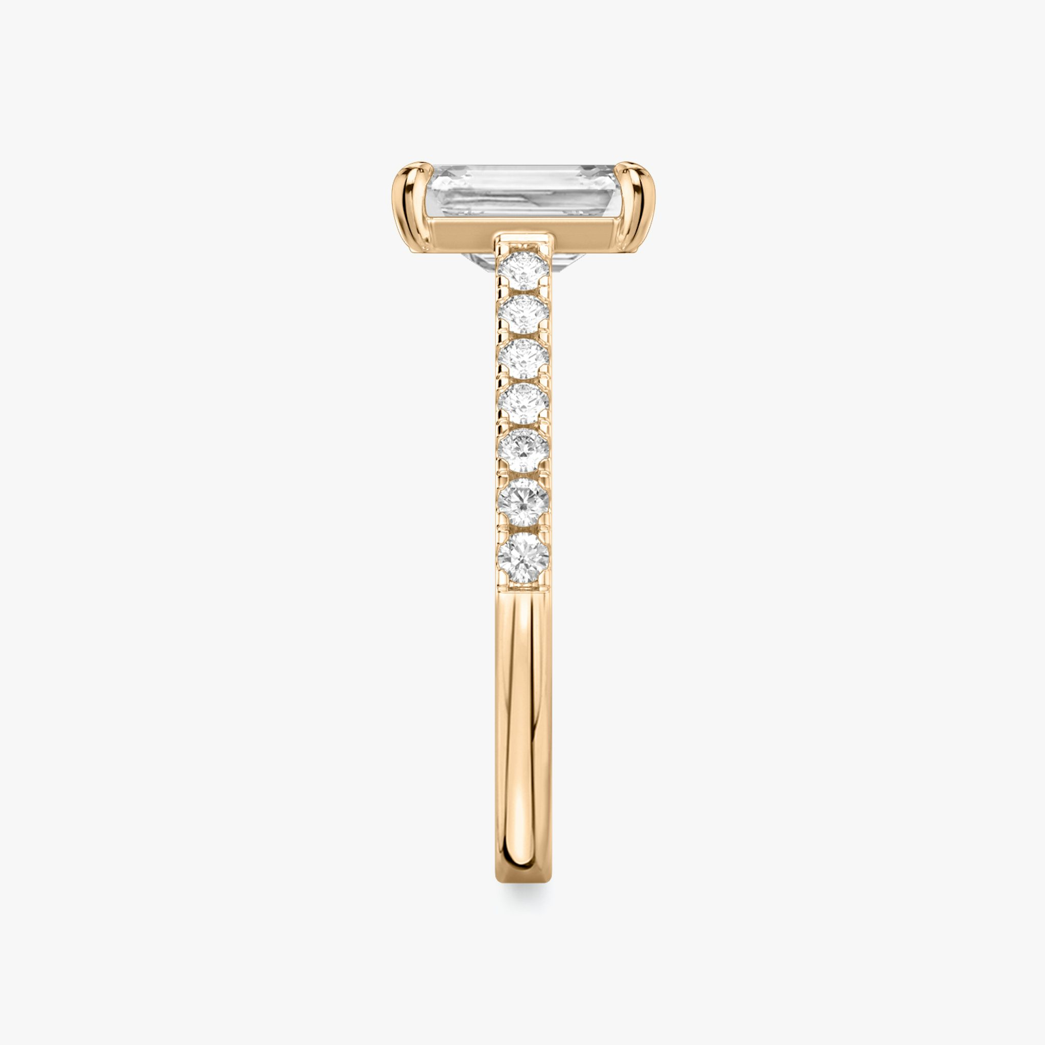 The Cathedral | Emerald | 14k | Rose Gold | bandAccent: Pavé | diamondOrientation: vertical | caratWeight: other