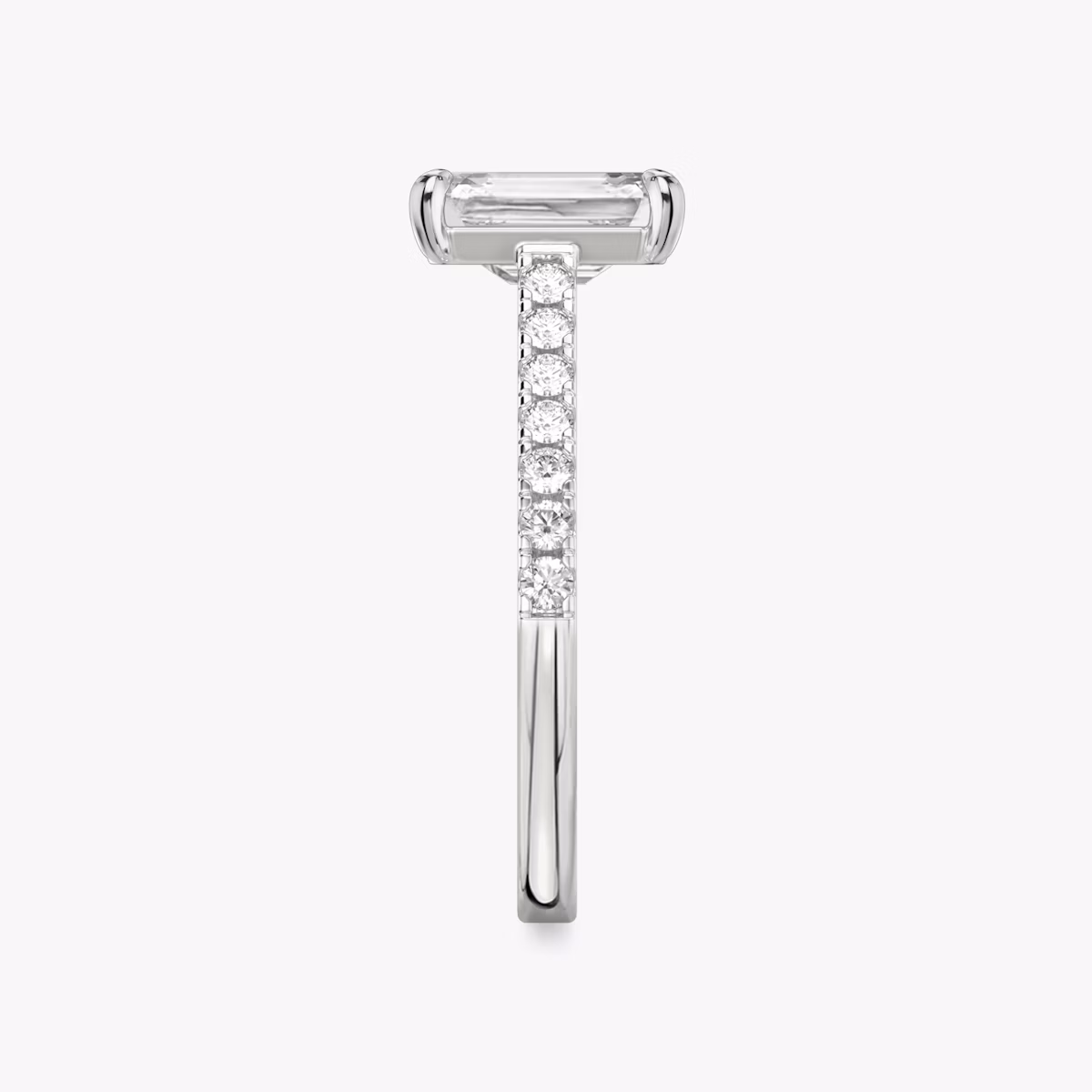 The Cathedral | Emerald | Platinum | bandAccent: Pavé | diamondOrientation: vertical | caratWeight: other