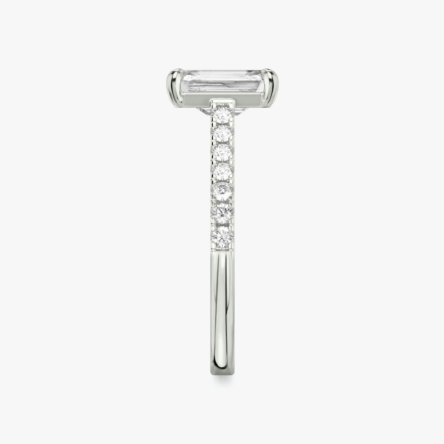 The Cathedral | Emerald | Platinum | bandAccent: Pavé | diamondOrientation: vertical | caratWeight: other