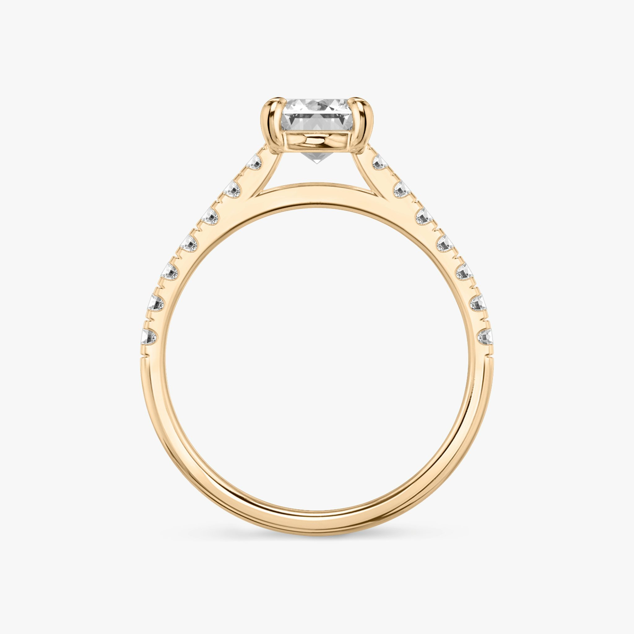 The Cathedral | Emerald | 14k | Rose Gold | bandAccent: Pavé | diamondOrientation: vertical | caratWeight: other