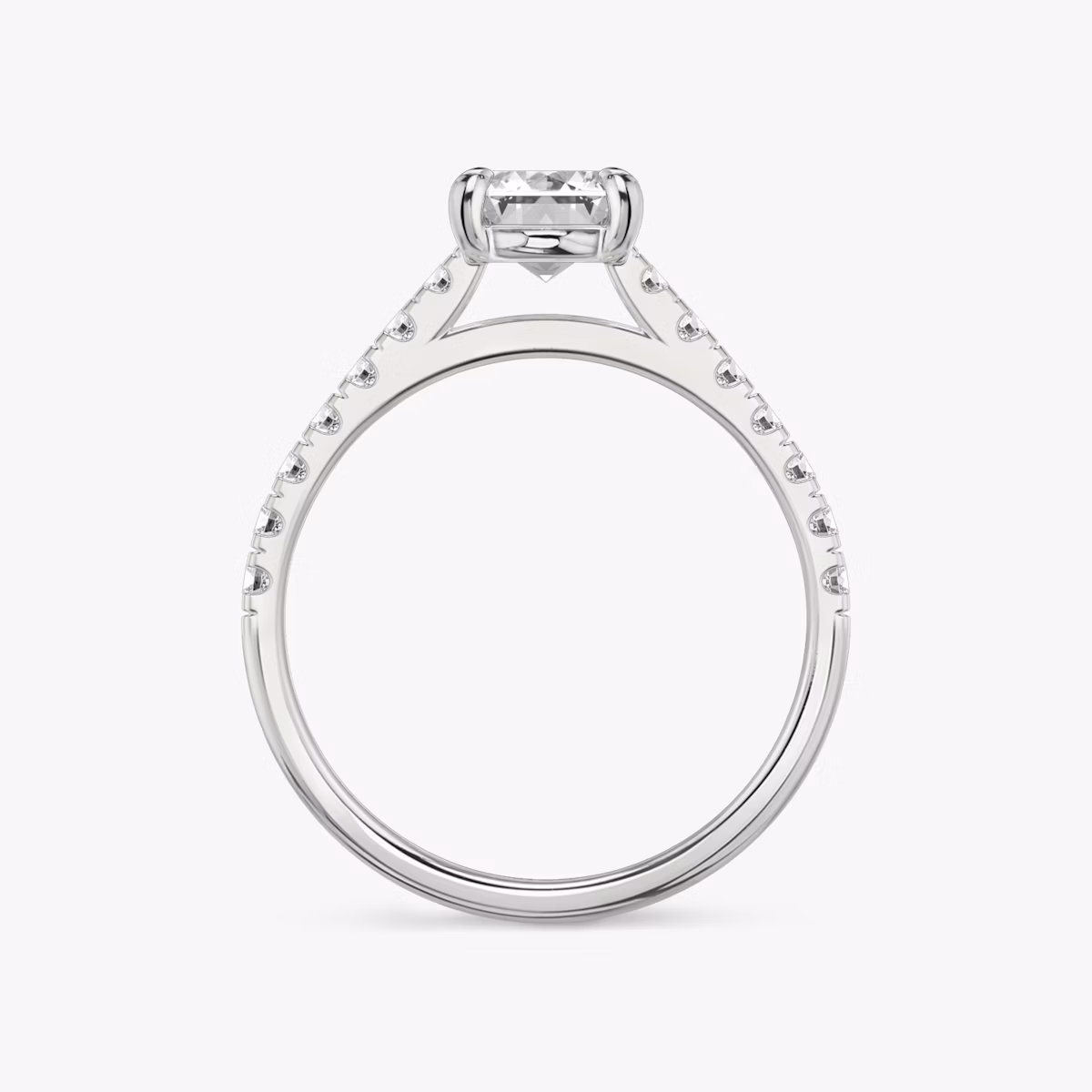 The Cathedral | Emerald | Platinum | bandAccent: Pavé | diamondOrientation: vertical | caratWeight: other