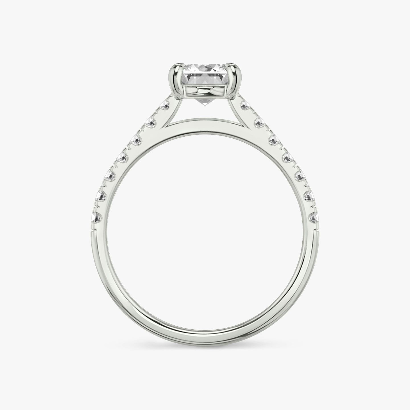 The Cathedral | Emerald | Platinum | bandAccent: Pavé | diamondOrientation: vertical | caratWeight: other