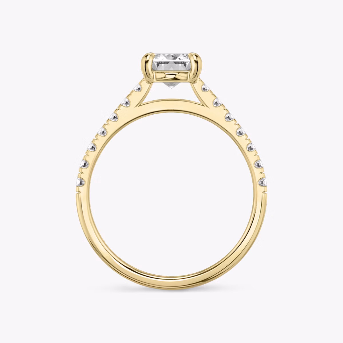 The Cathedral | Emerald | 18k | Yellow Gold | bandAccent: Pavé | diamondOrientation: vertical | caratWeight: other