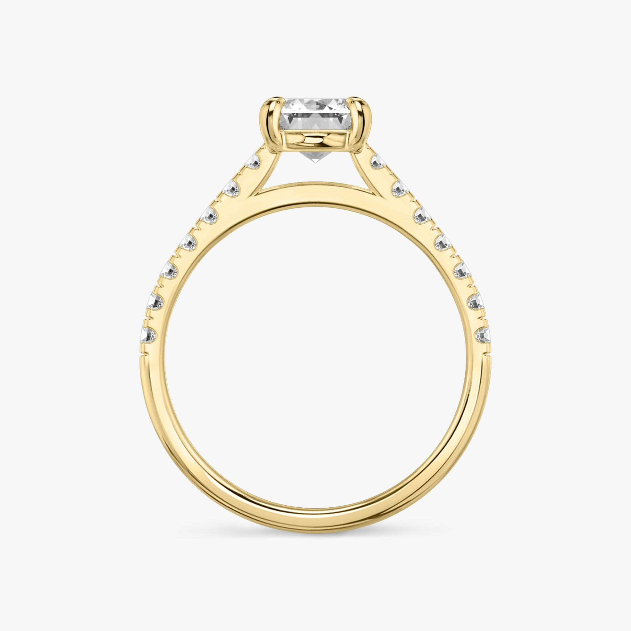 The Cathedral | Emerald | 18k | Yellow Gold | bandAccent: Pavé | diamondOrientation: vertical | caratWeight: other