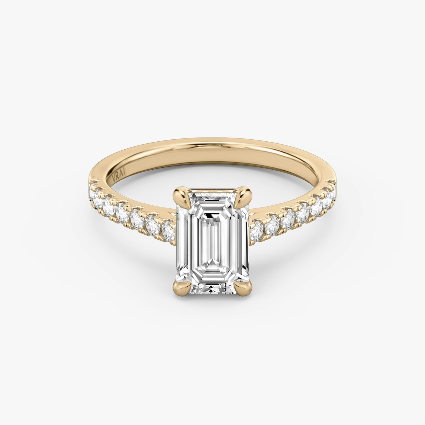 The Cathedral | Emerald | 14k | Rose Gold | bandAccent: Pavé | diamondOrientation: vertical | caratWeight: other