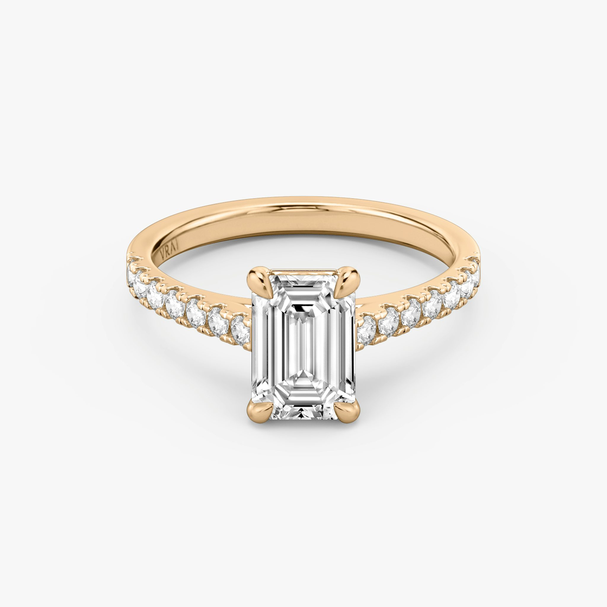 The Cathedral | Emerald | 14k | Rose Gold | bandAccent: Pavé | diamondOrientation: vertical | caratWeight: other