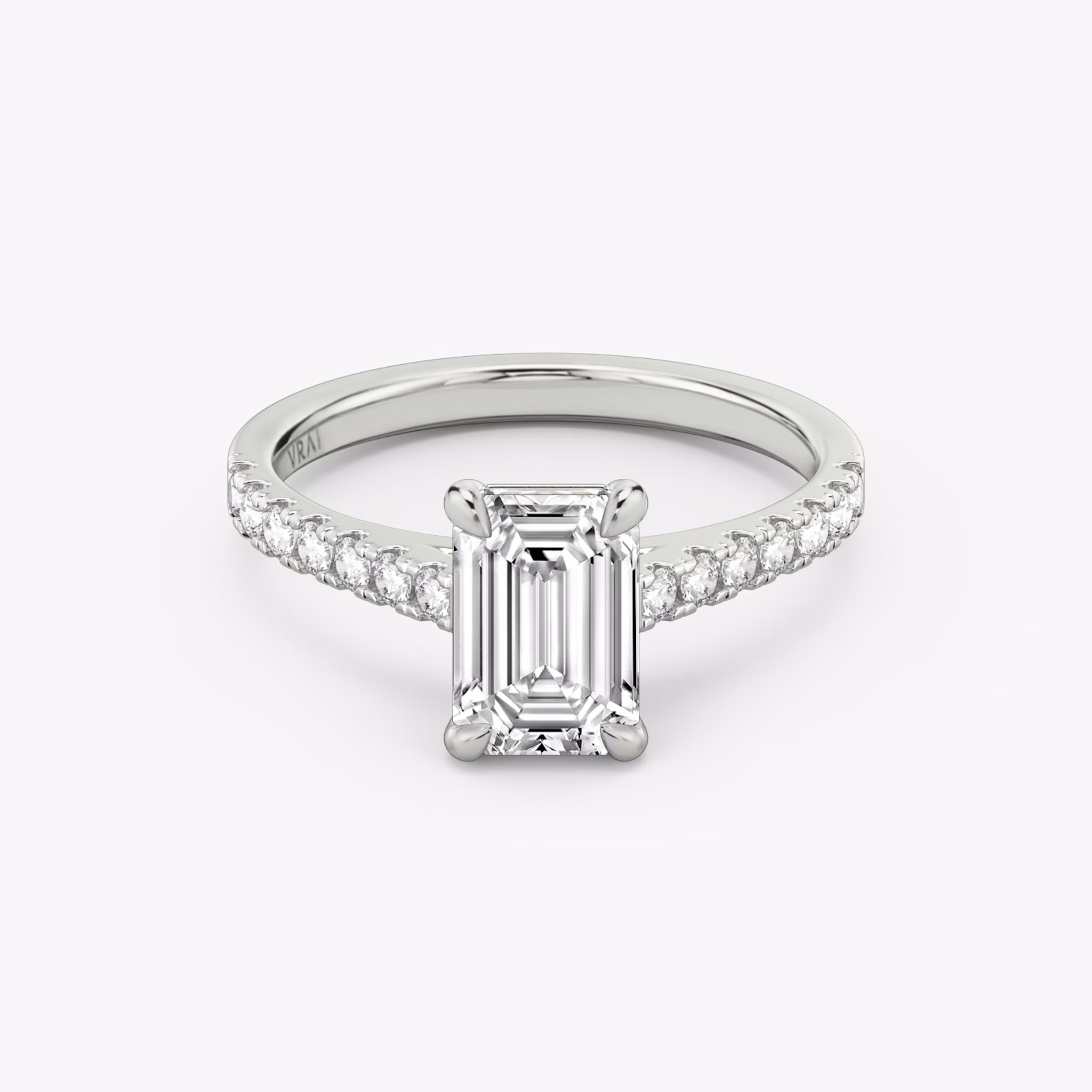 The Cathedral | Emerald | Platinum | bandAccent: Pavé | diamondOrientation: vertical | caratWeight: other