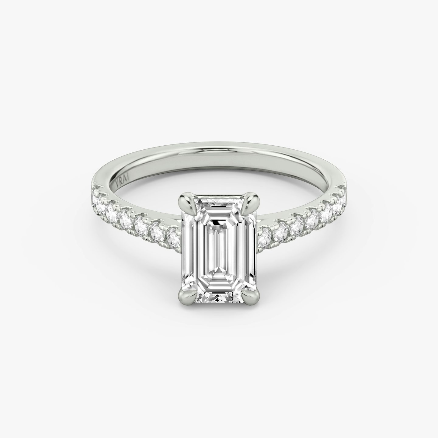 The Cathedral | Emerald | Platinum | bandAccent: Pavé | diamondOrientation: vertical | caratWeight: other