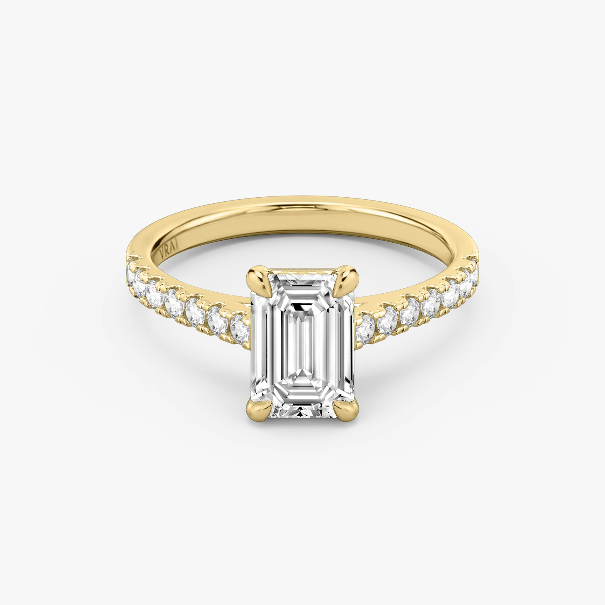 The Cathedral | Emerald | 18k | Yellow Gold | bandAccent: Pavé | diamondOrientation: vertical | caratWeight: other