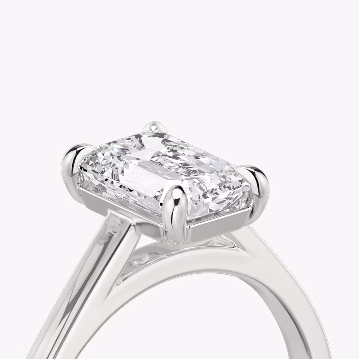 The Cathedral | Emerald | 18k | White Gold | bandAccent: Plain | diamondOrientation: vertical | caratWeight: other