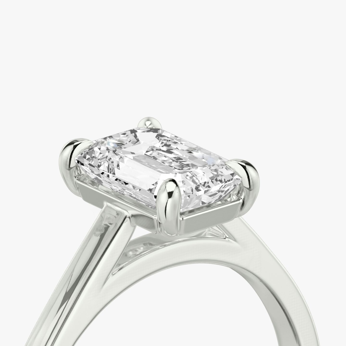 The Cathedral | Emerald | 18k | White Gold | bandAccent: Plain | diamondOrientation: vertical | caratWeight: other