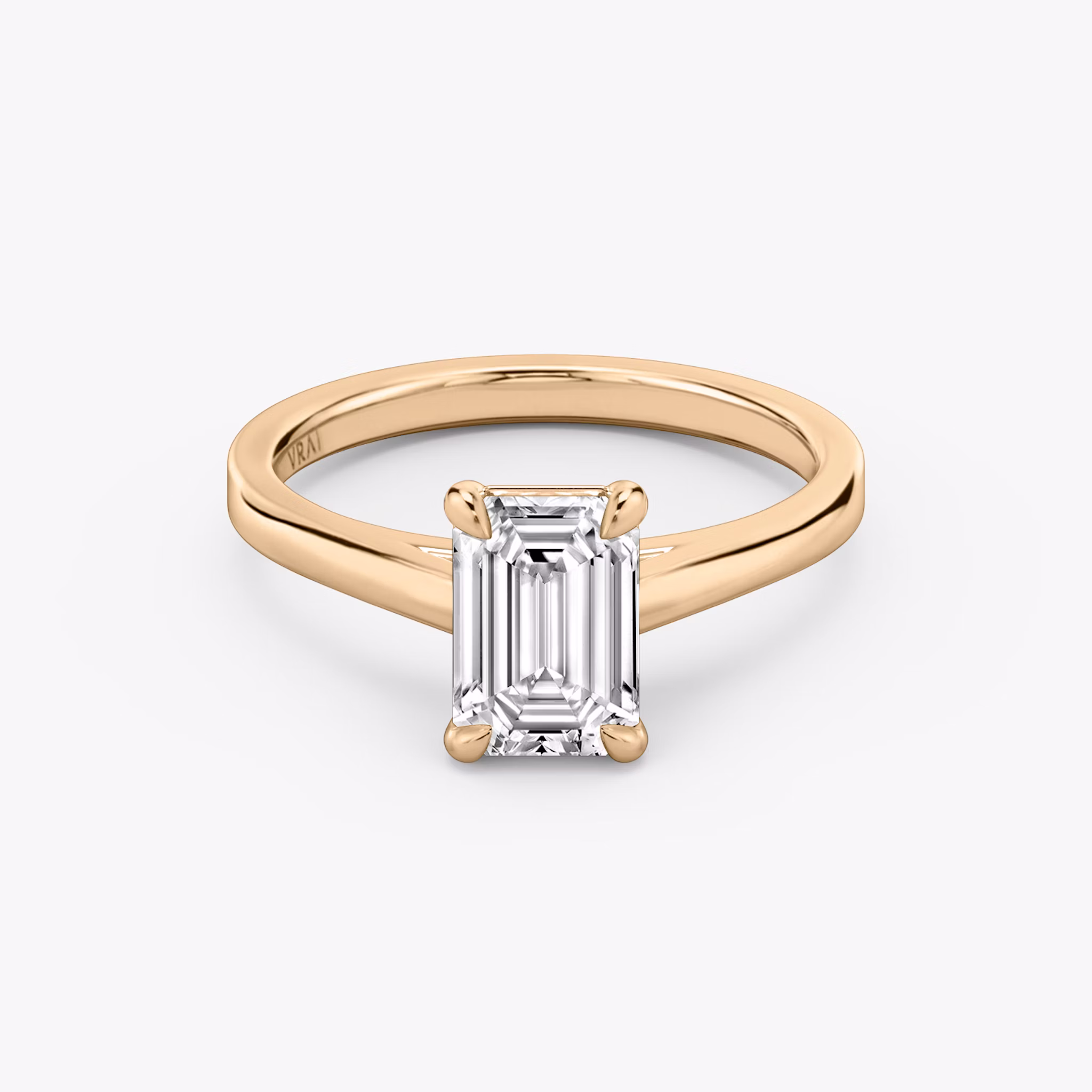 The Cathedral | Emerald | 14k | Rose Gold | bandAccent: Plain | diamondOrientation: vertical | caratWeight: other