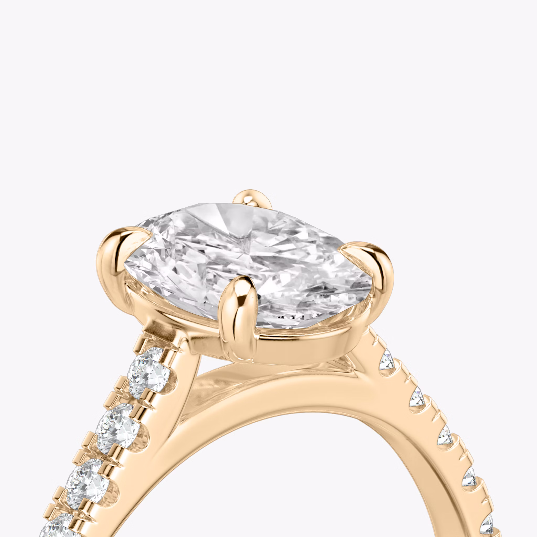 The Cathedral | Oval | 14k | Rose Gold | bandAccent: Pavé | diamondOrientation: vertical | caratWeight: other