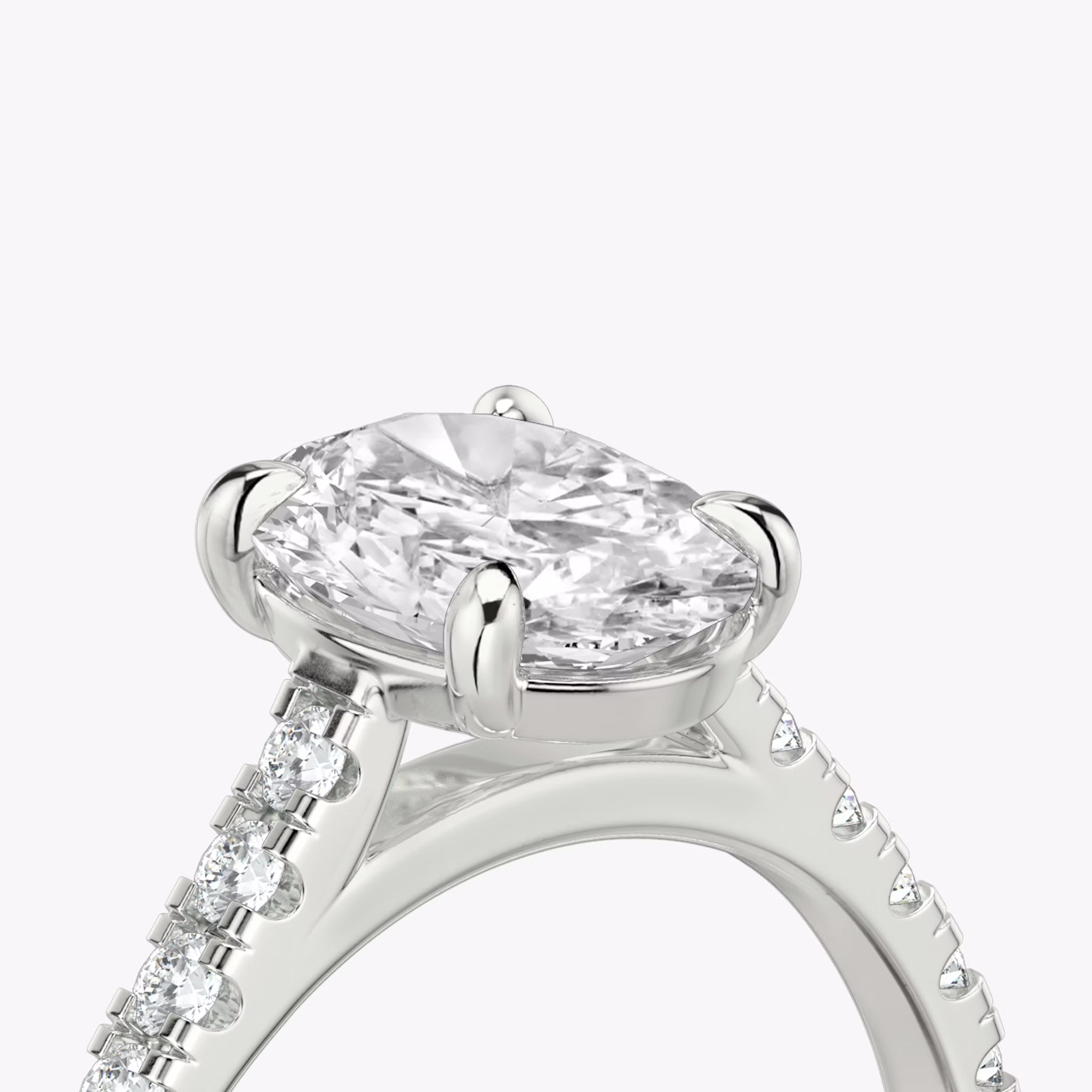 The Cathedral | Oval | 18k | White Gold | bandAccent: Pavé | diamondOrientation: vertical | caratWeight: other