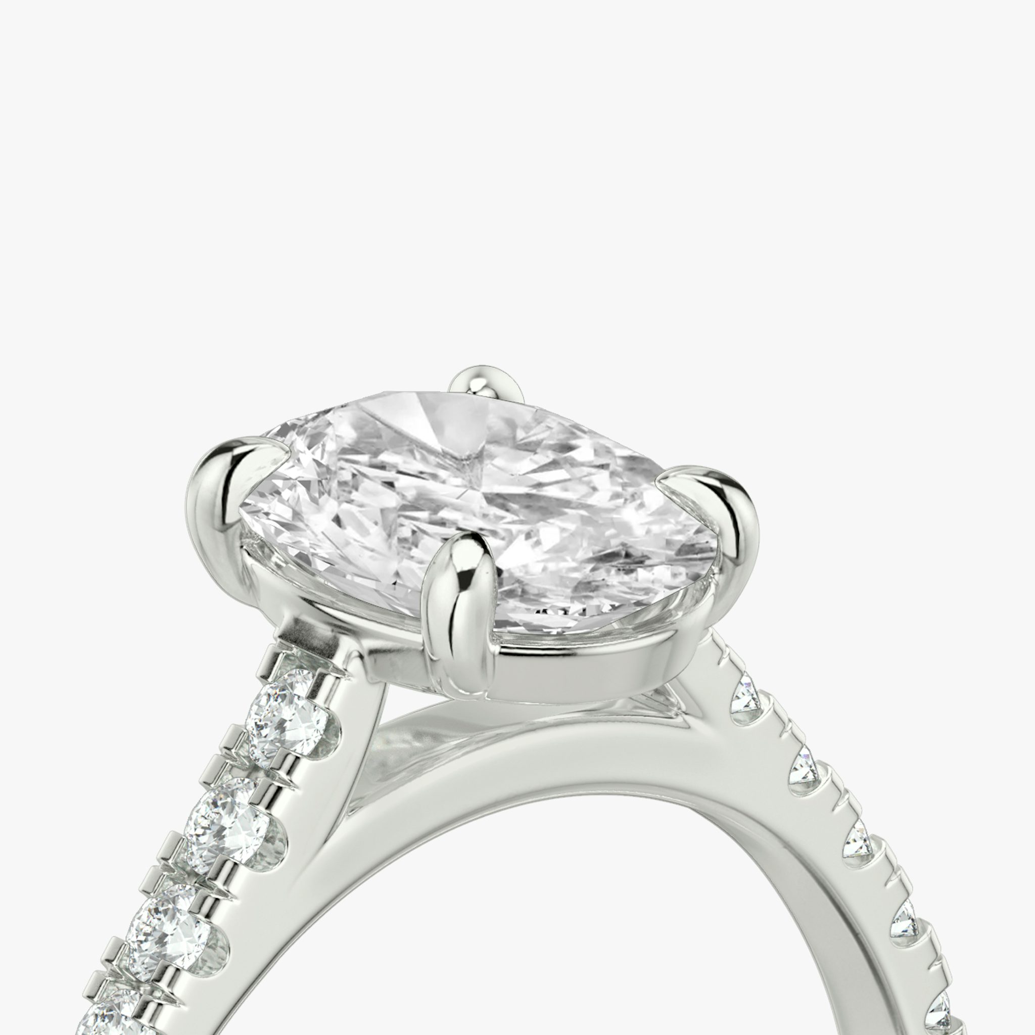 The Cathedral | Oval | 18k | White Gold | bandAccent: Pavé | diamondOrientation: vertical | caratWeight: other