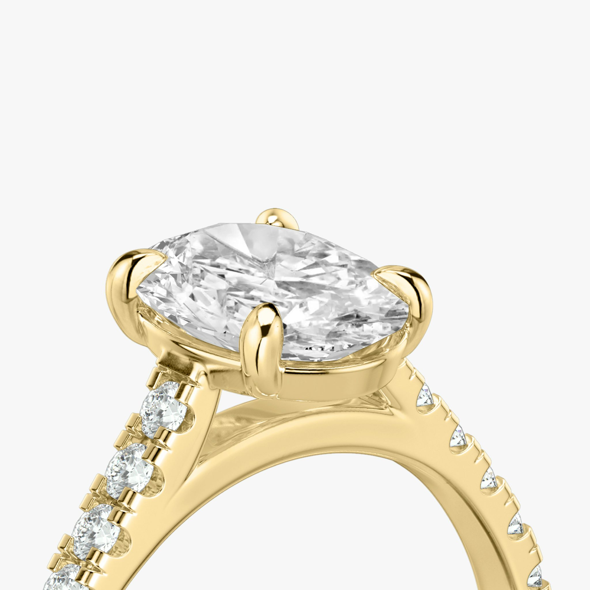 The Cathedral | Oval | 18k | Yellow Gold | bandAccent: Pavé | diamondOrientation: vertical | caratWeight: other