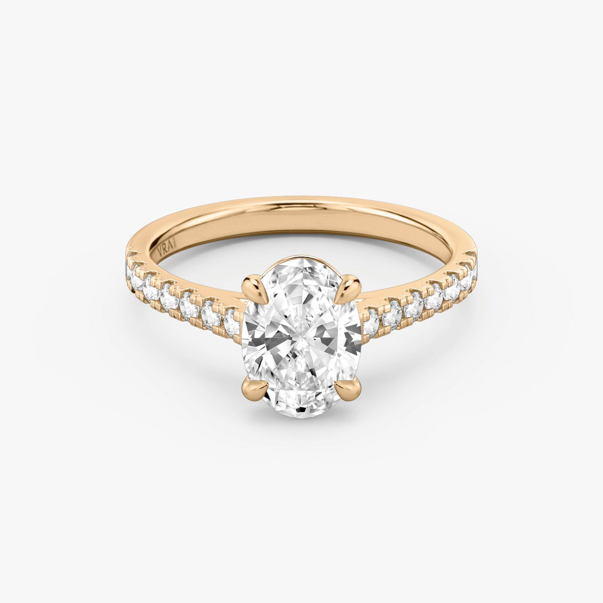 The Cathedral | Oval | 14k | Rose Gold | bandAccent: Pavé | diamondOrientation: vertical | caratWeight: other